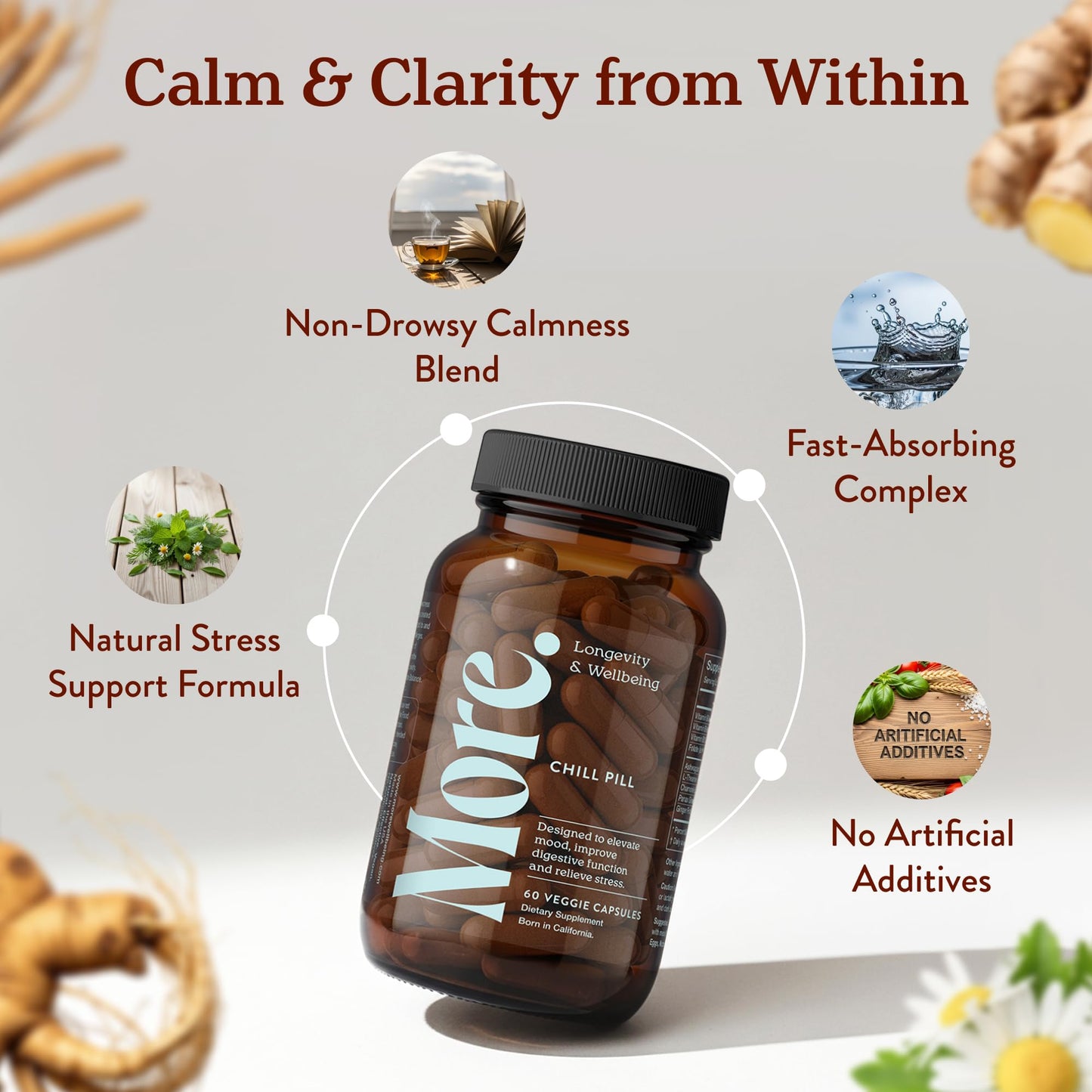 More. Longevity & Wellbeing Chill Pill Capsules, 60 Capsules
