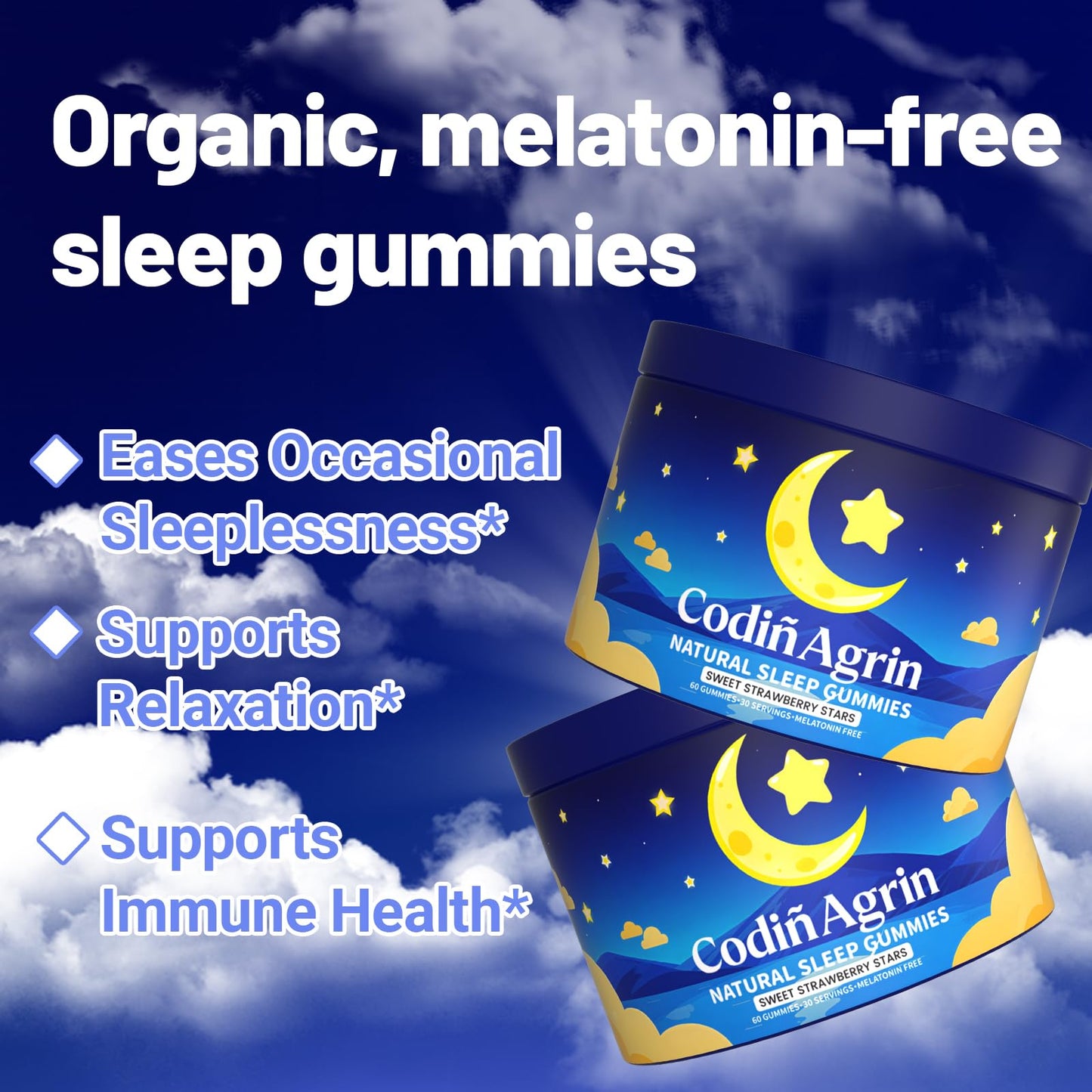 CodinAgrin Let Me Sleep Natural Sleep Gummies for Adults - Non-Habit Forming Sleep Support Supplement, Containing Natural Ingredients, 60 Count