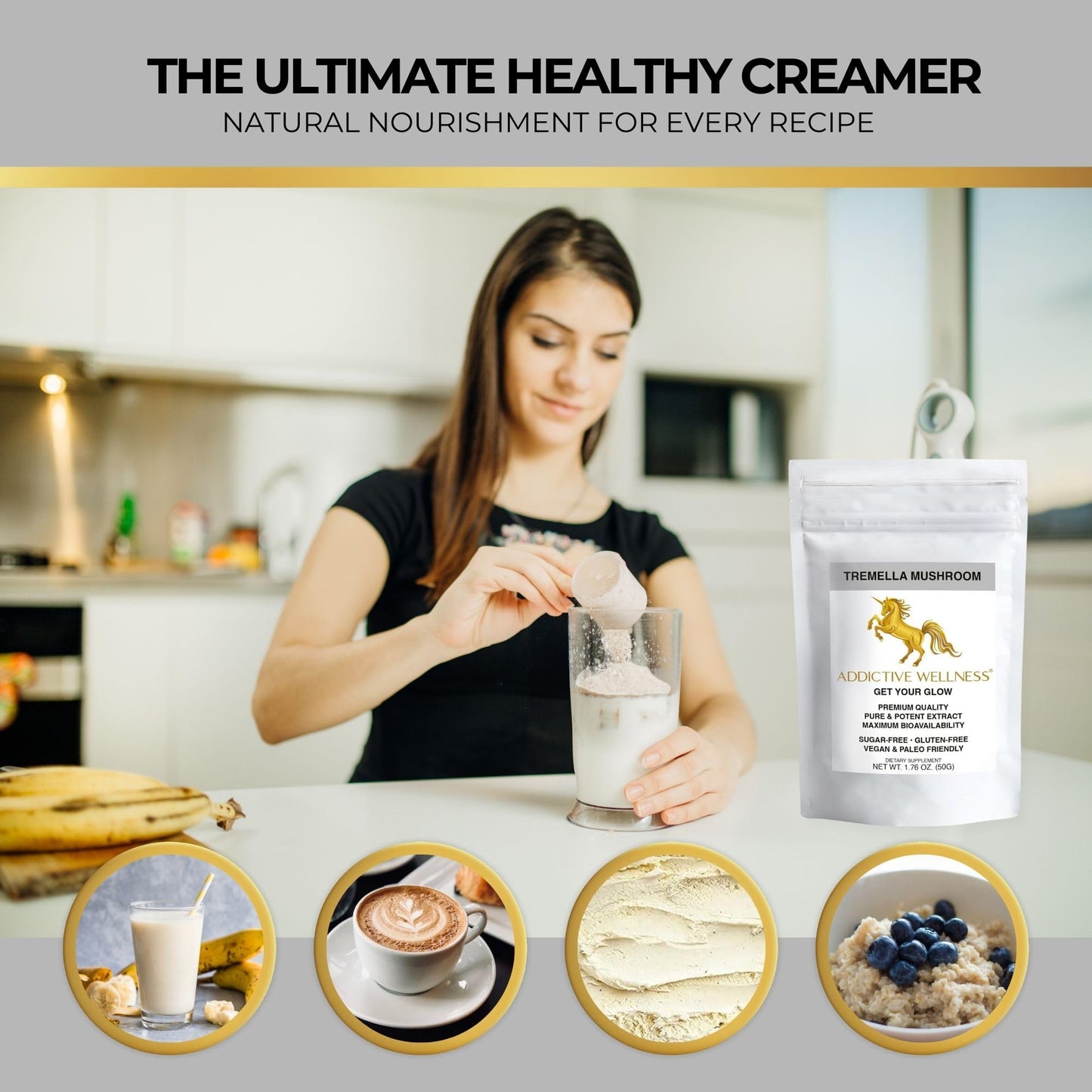 Addictive Wellness Tremella Mushroom Extract Powder 1.76 oz
