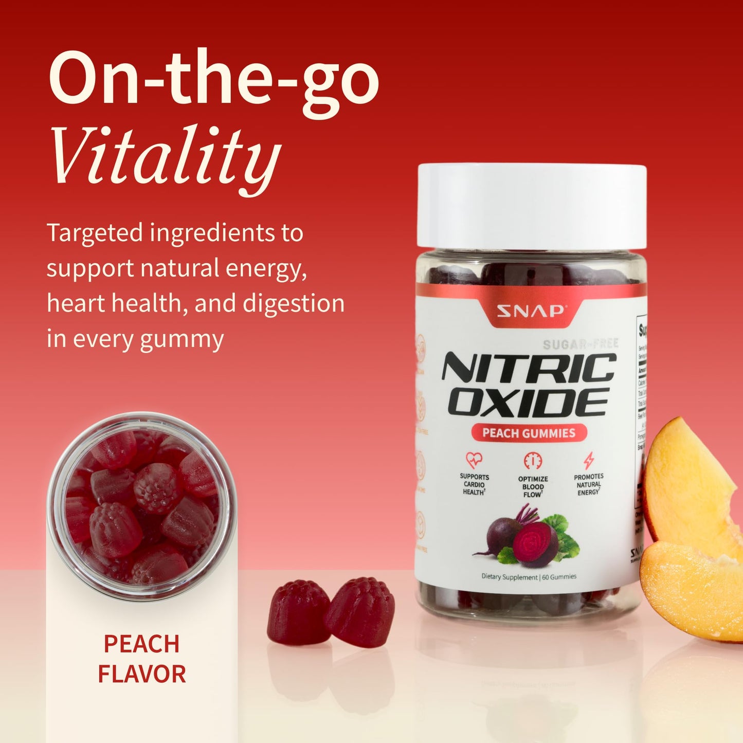 Snap Supplements Nitric Oxide Beet Root Gummies, 60 Gummies