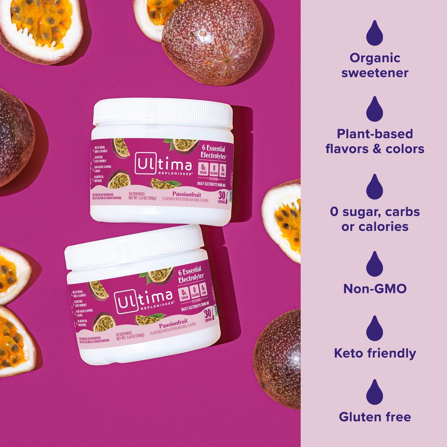 Ultima Replenisher Passionfruit Electrolytes Powder 3.8 oz