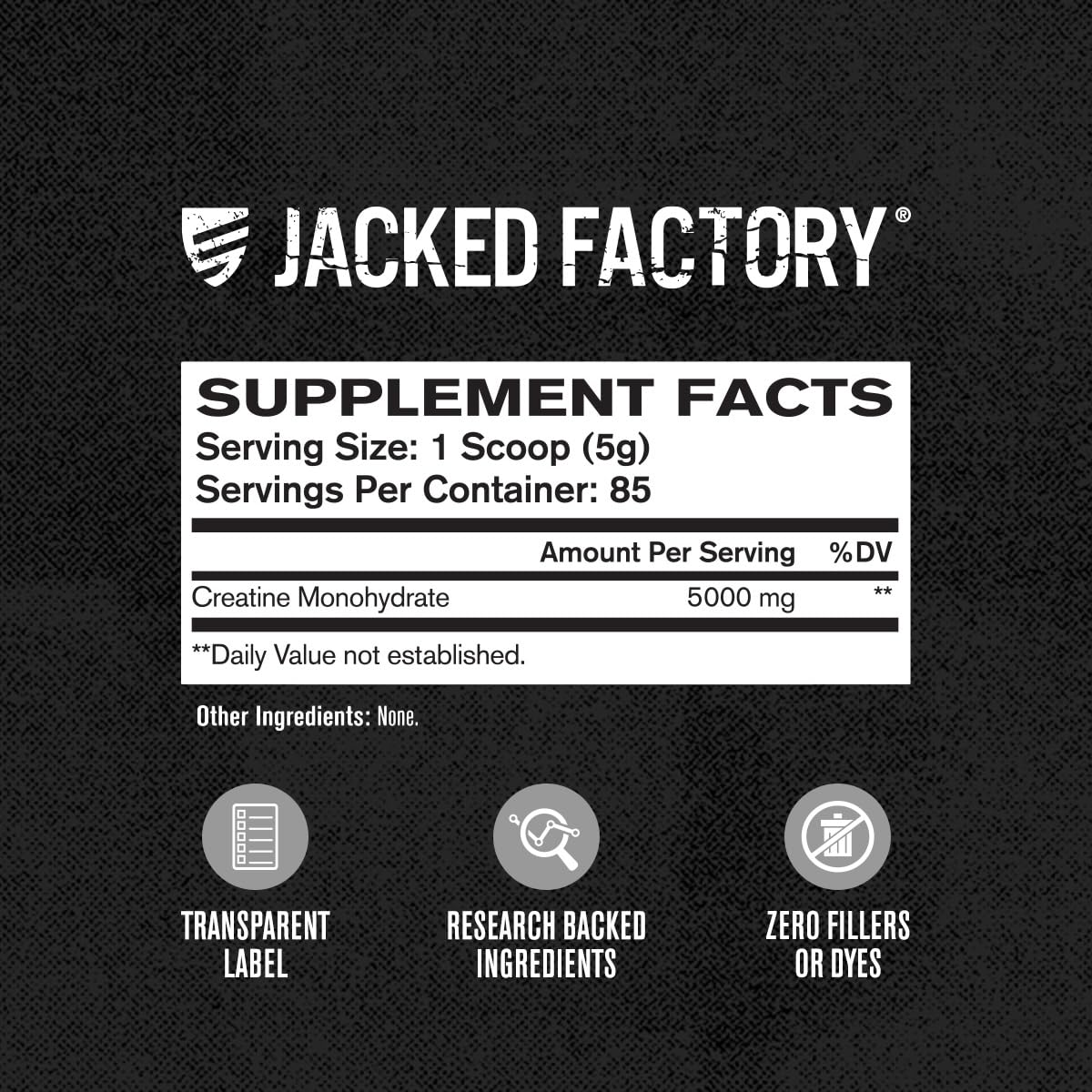 Jacked Factory Creatine Monohydrate Powder 85 Servings