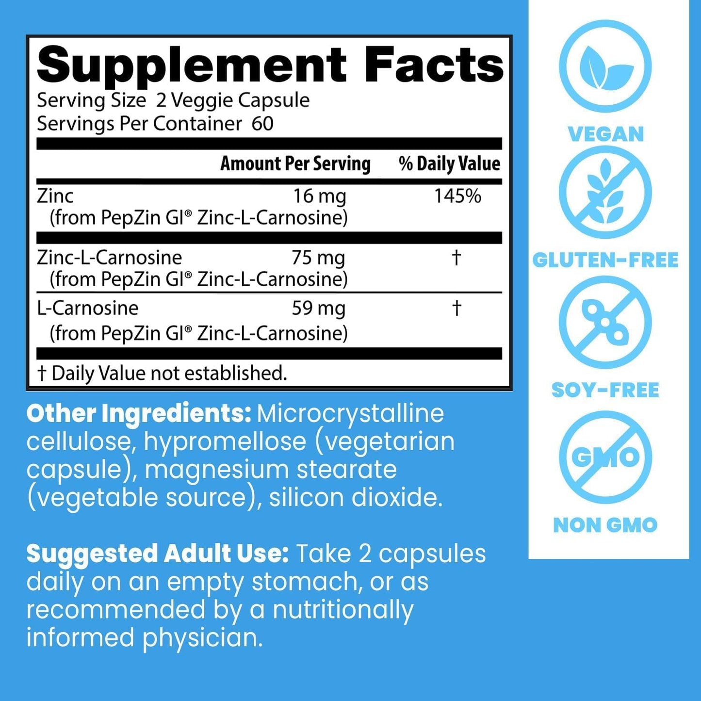 Doctor's Best PepZin GI Zinc-L-Carnosine Complex Veg Capsules, 120 Veg Capsules