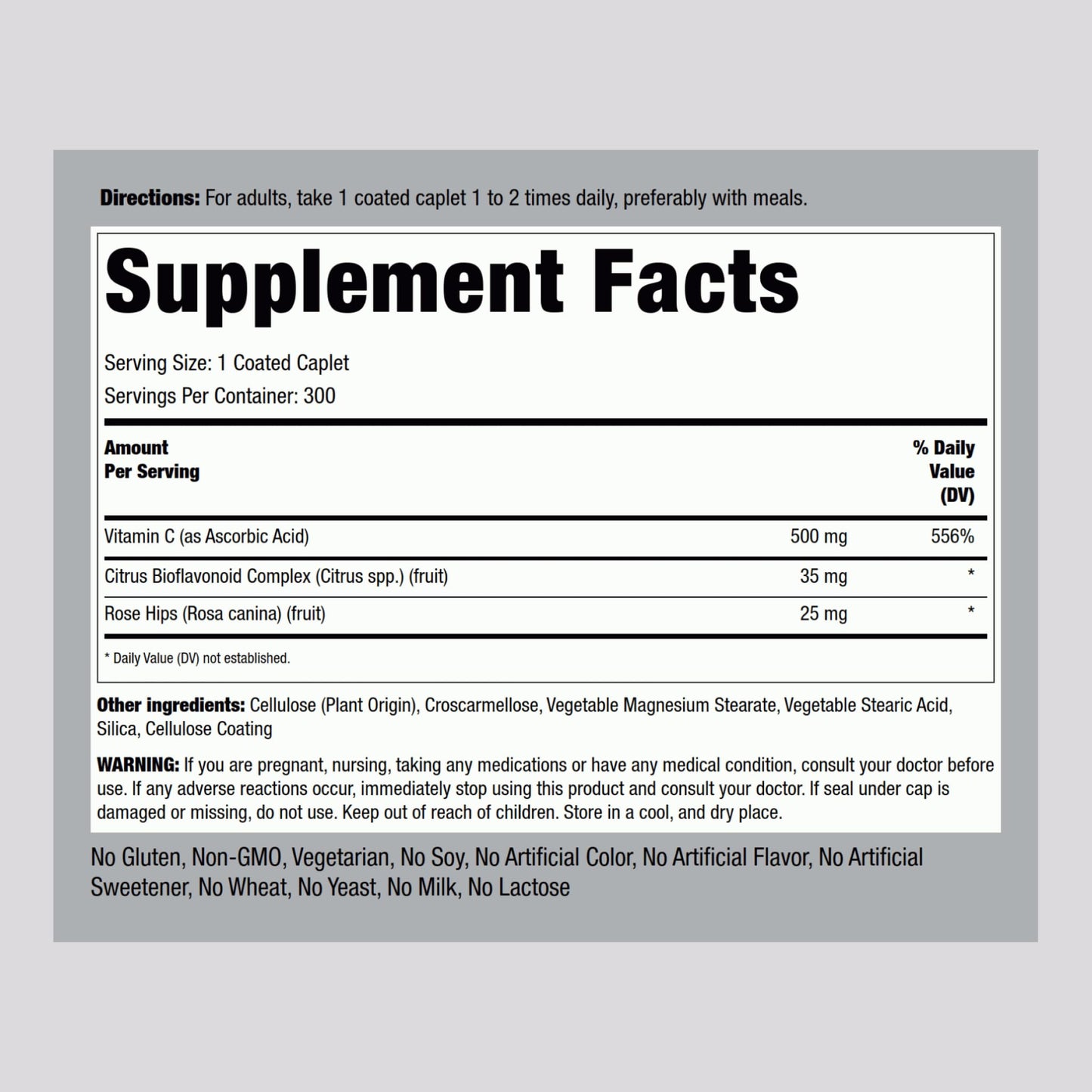 Piping Rock Vitamin C 500mg 300 Caplets
