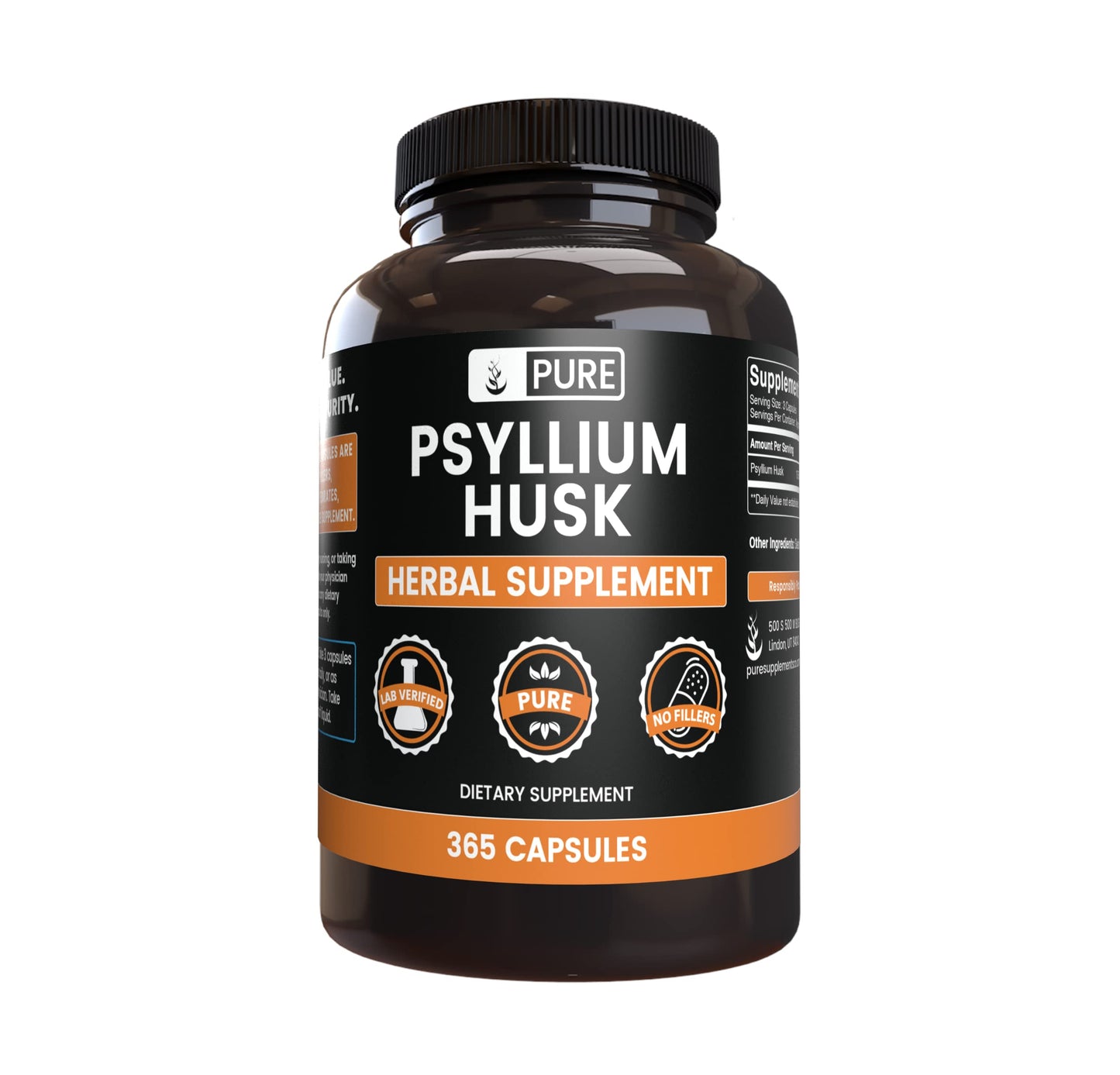 Pure Original Ingredients Psyllium Husk Capsules 365