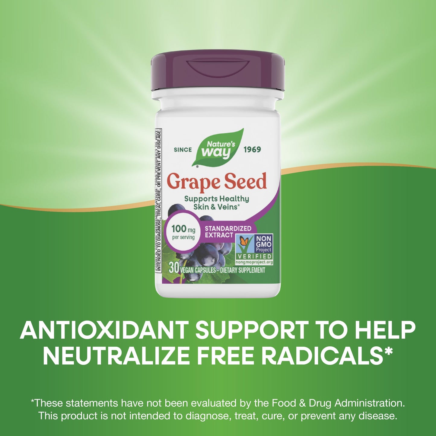 Nature's Way Grape Seed Standardized Extract Capsules, 30 Count