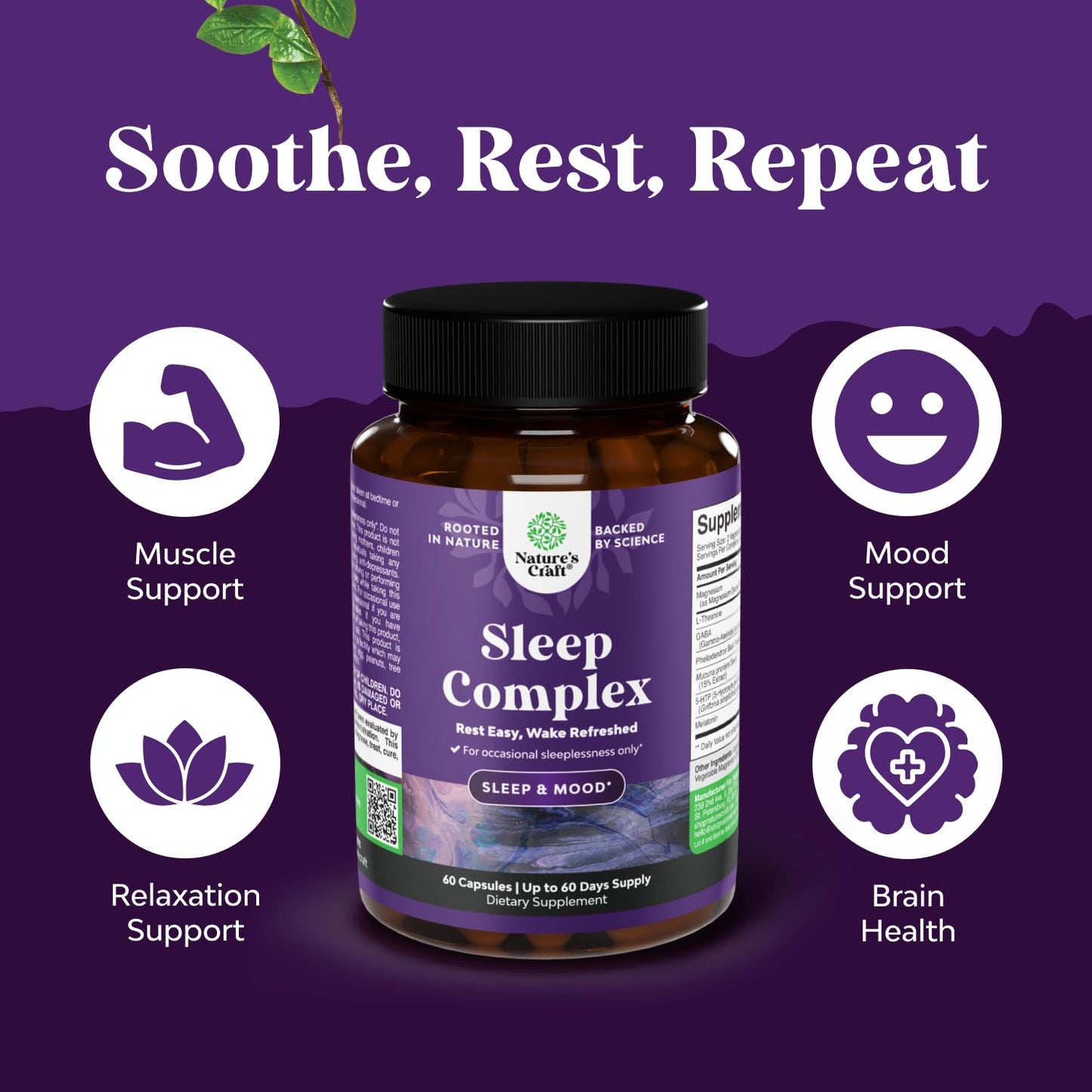 Natures Craft Natural Refreshing Sleep Formula Capsules, 60 Count
