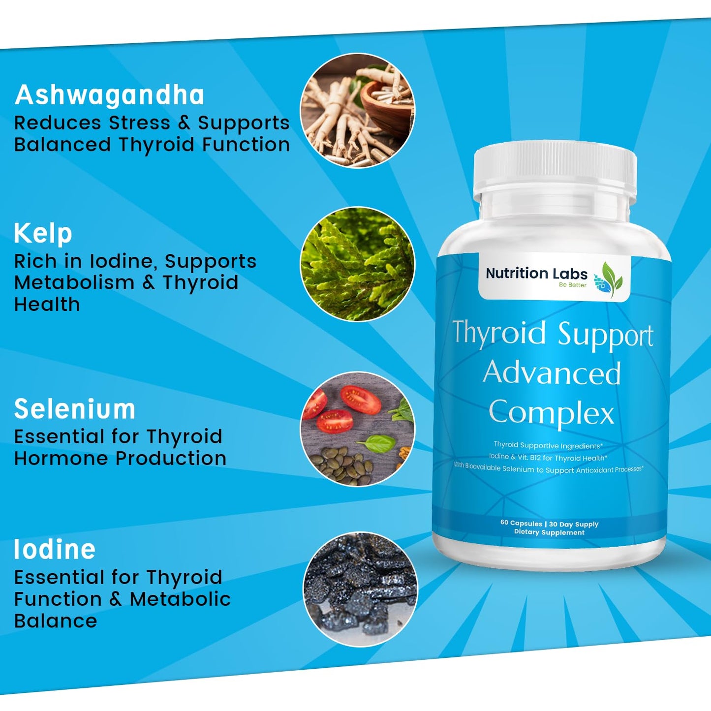 NUTRITION LABS BE BETTER Thyroid Support Advanced Herbal Supplement Capsule, 60 Count