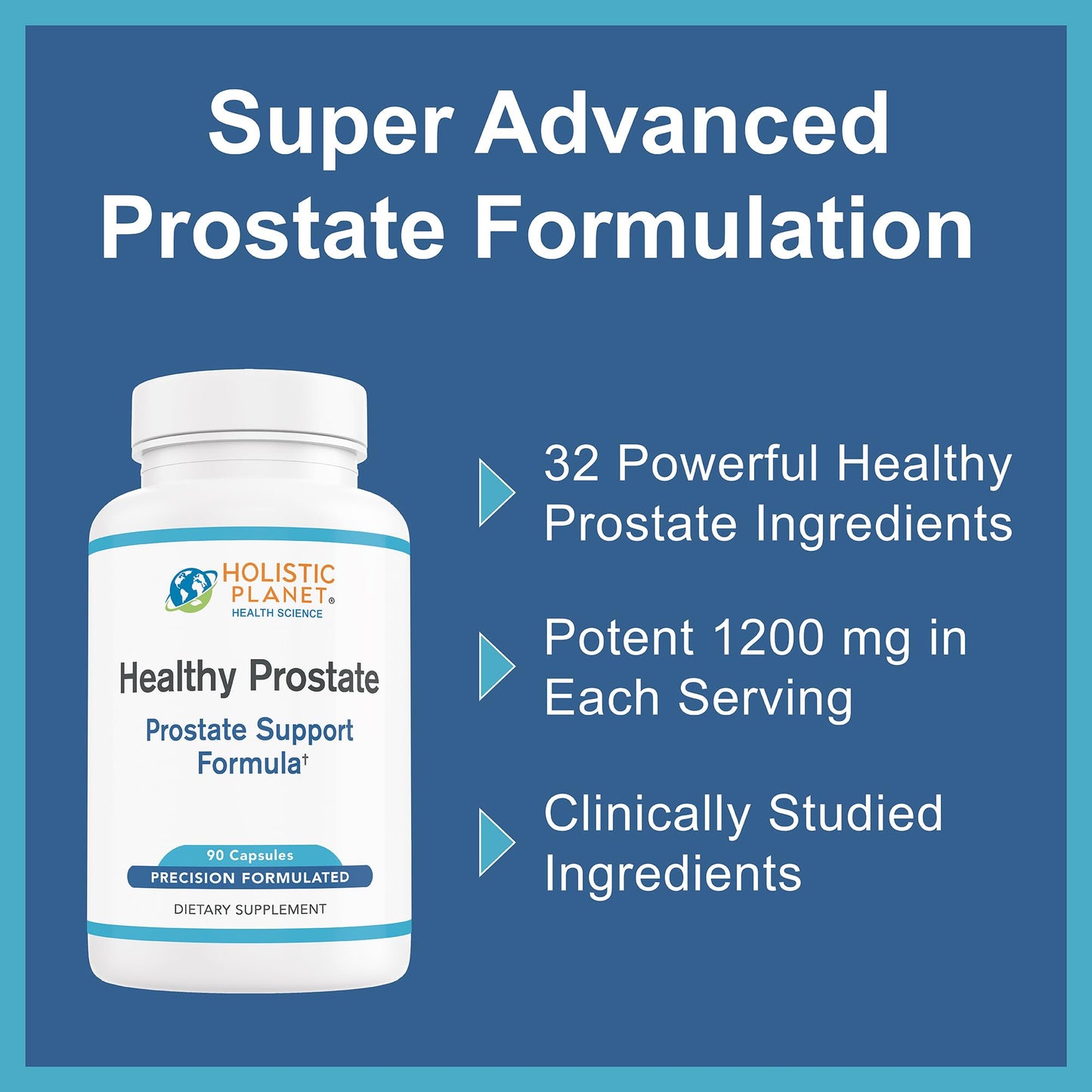 Holistic Planet Healthy Prostate - Fewer Bathroom Trips - Saw Palmetto & Plant Sterols Capsules, 90 Count