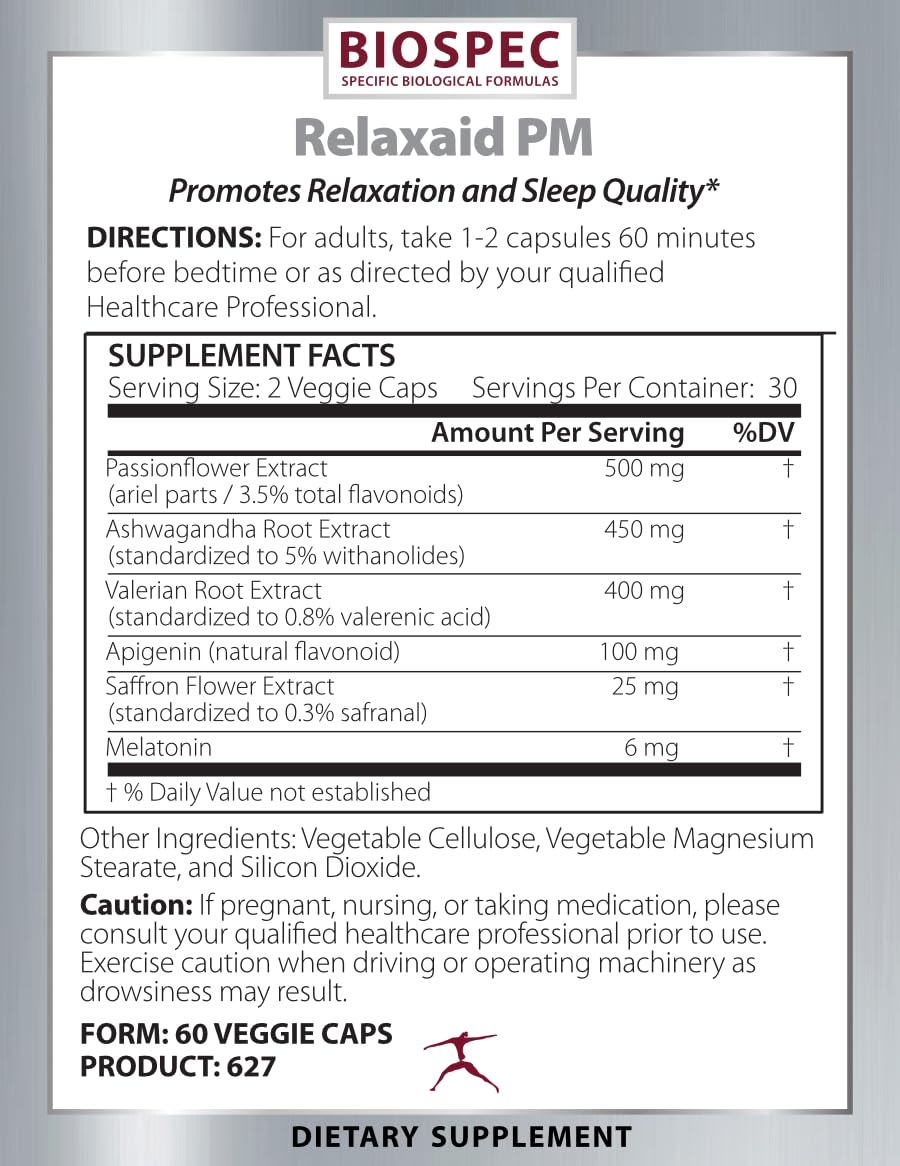 BIOSPEC NUTRITIONALS RelaxAid PM Capsule 60 Count