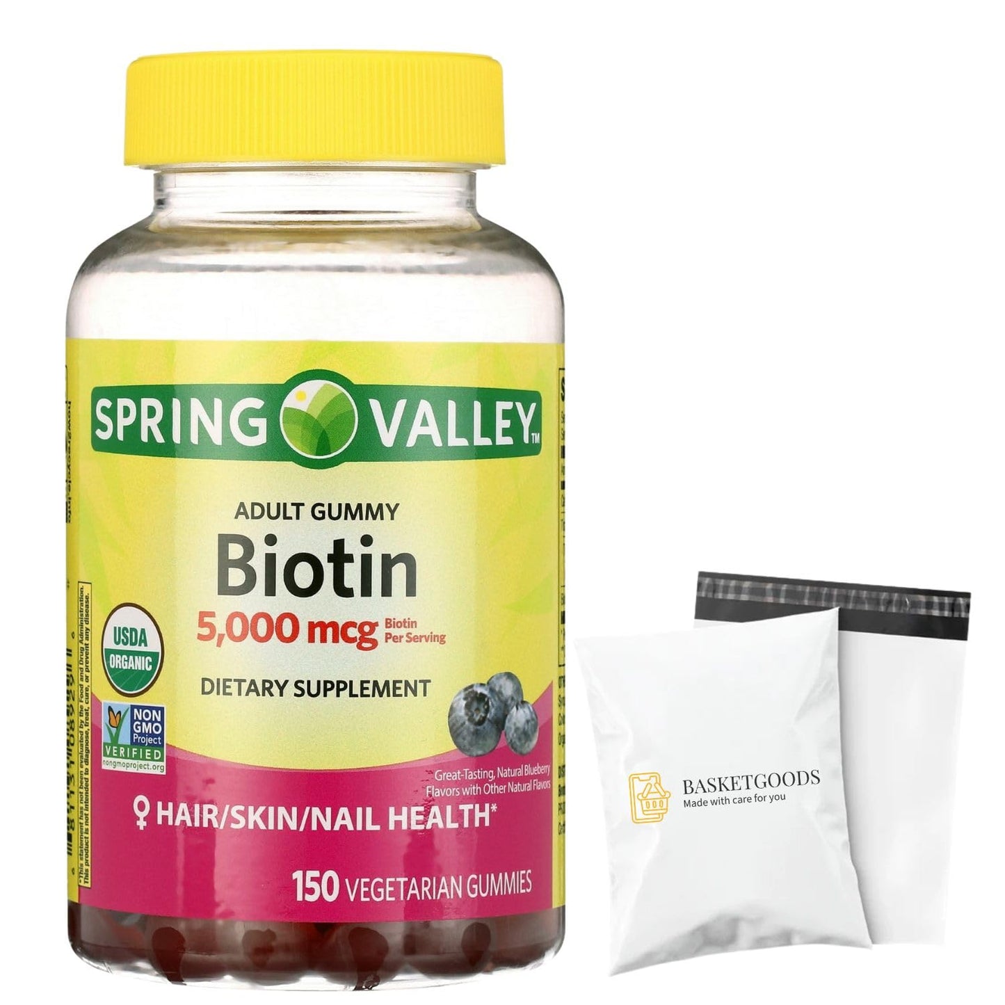 BASKETGOODS Biotin 5000mcg Gummies, 150 Gummies