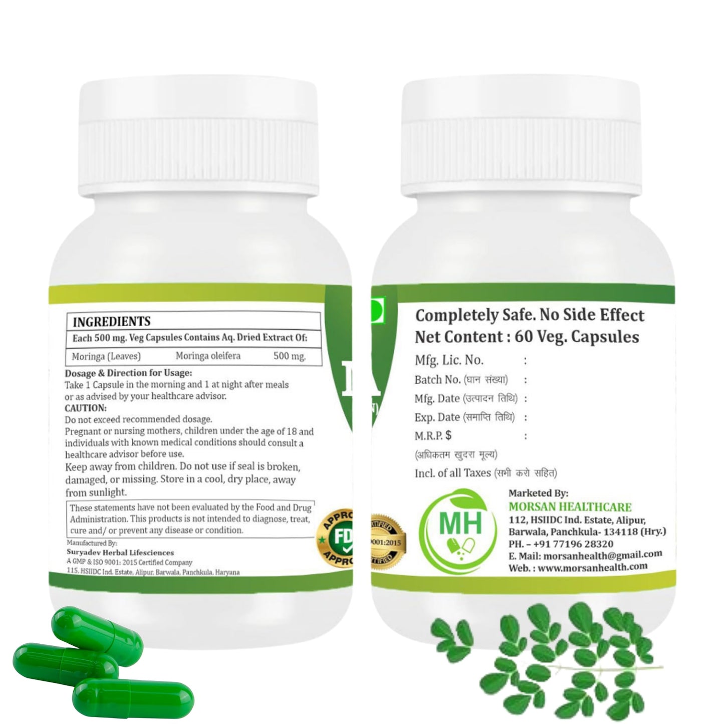 Morsan Healthcare Organic Moringa Capsules 120 Capsules