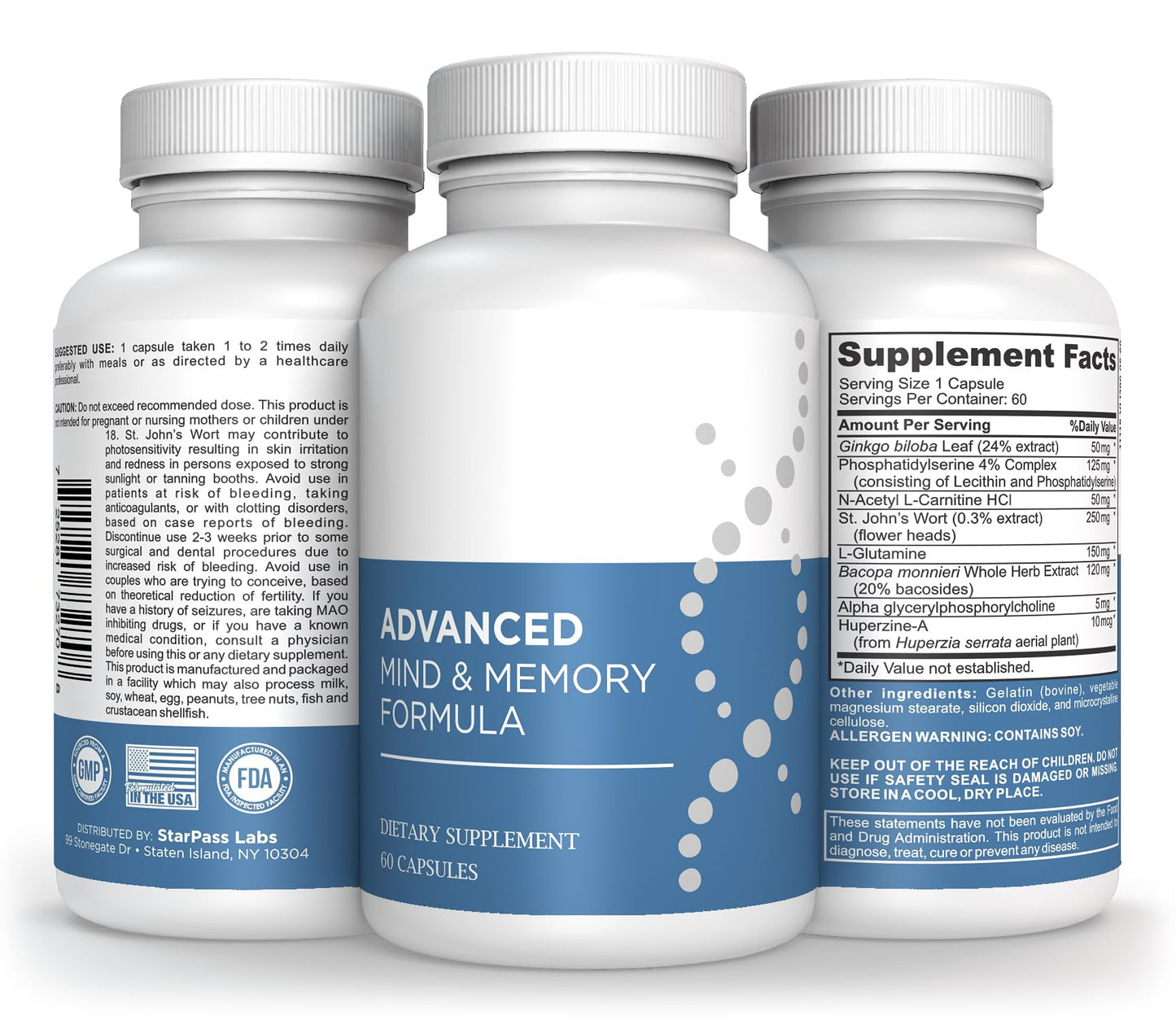 StarPass Labs Advanced Memory Formula Extreme Brain Booster Capsules 180 Count