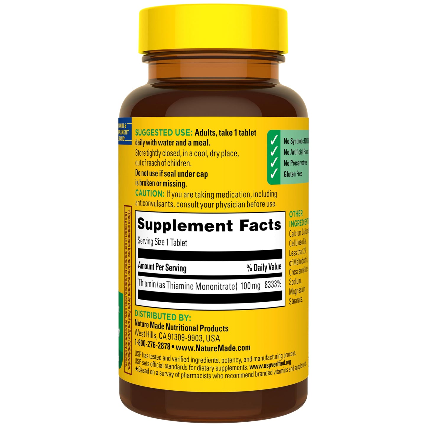 Nature Made Vitamin B1 100mg Thiamine B1 Supplement for Energy Metabolism Support, 100 Tablets