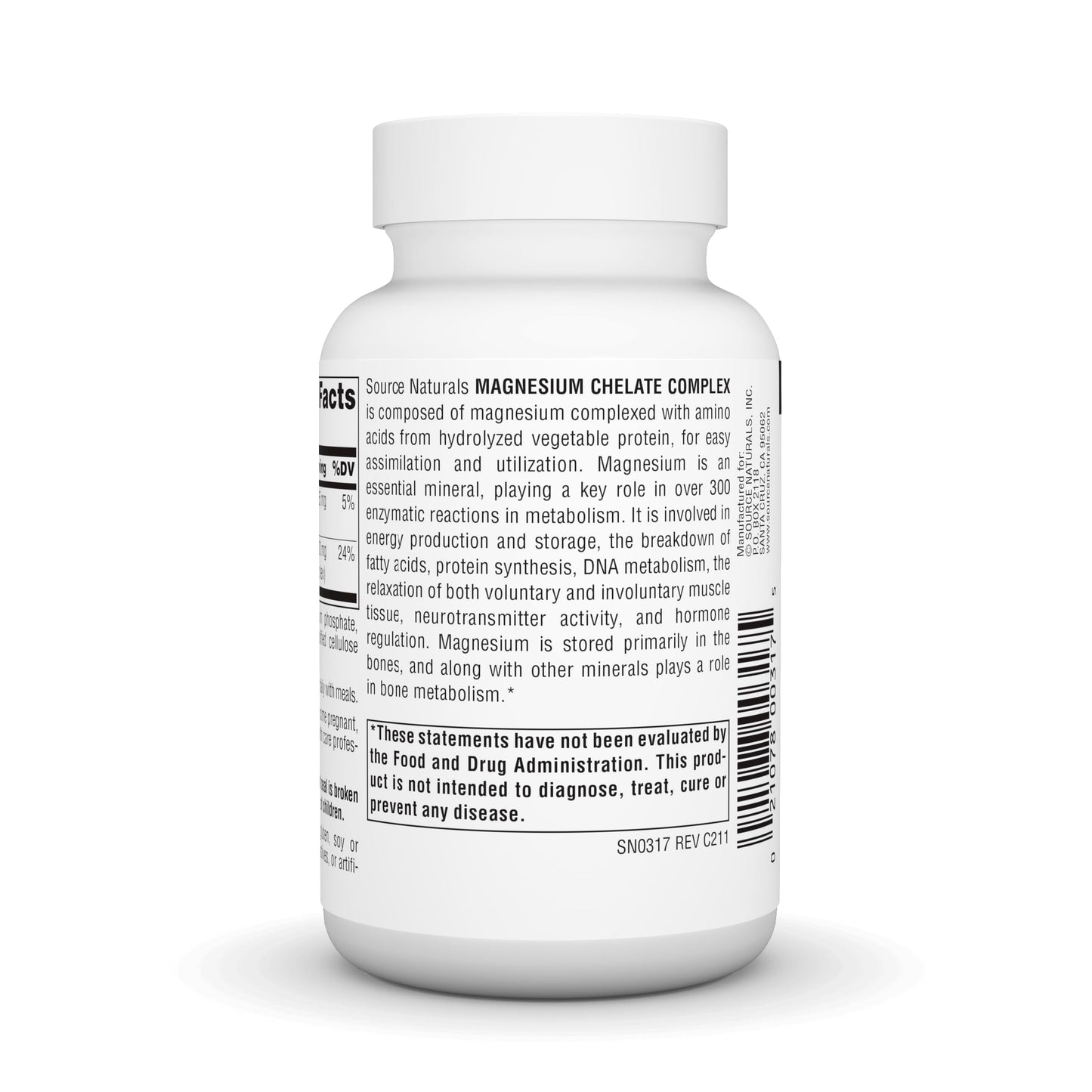 Source Naturals Magnesium Chelate Complex Tablets 100 Count