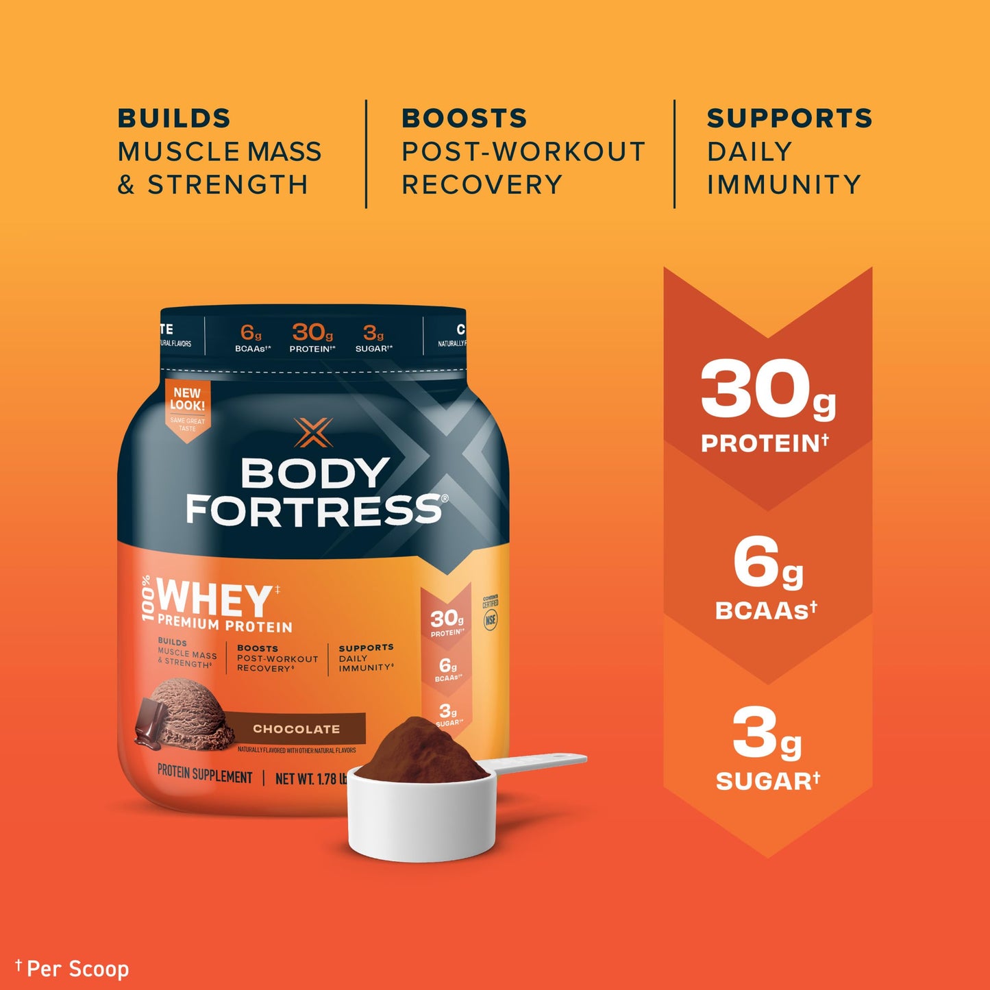 Body Fortress 100% Whey Premium Protein Powder Chocolate 39.1