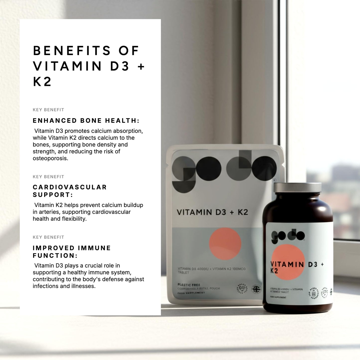 Fitness Health Vitamin D3 and K2 Tablets 120