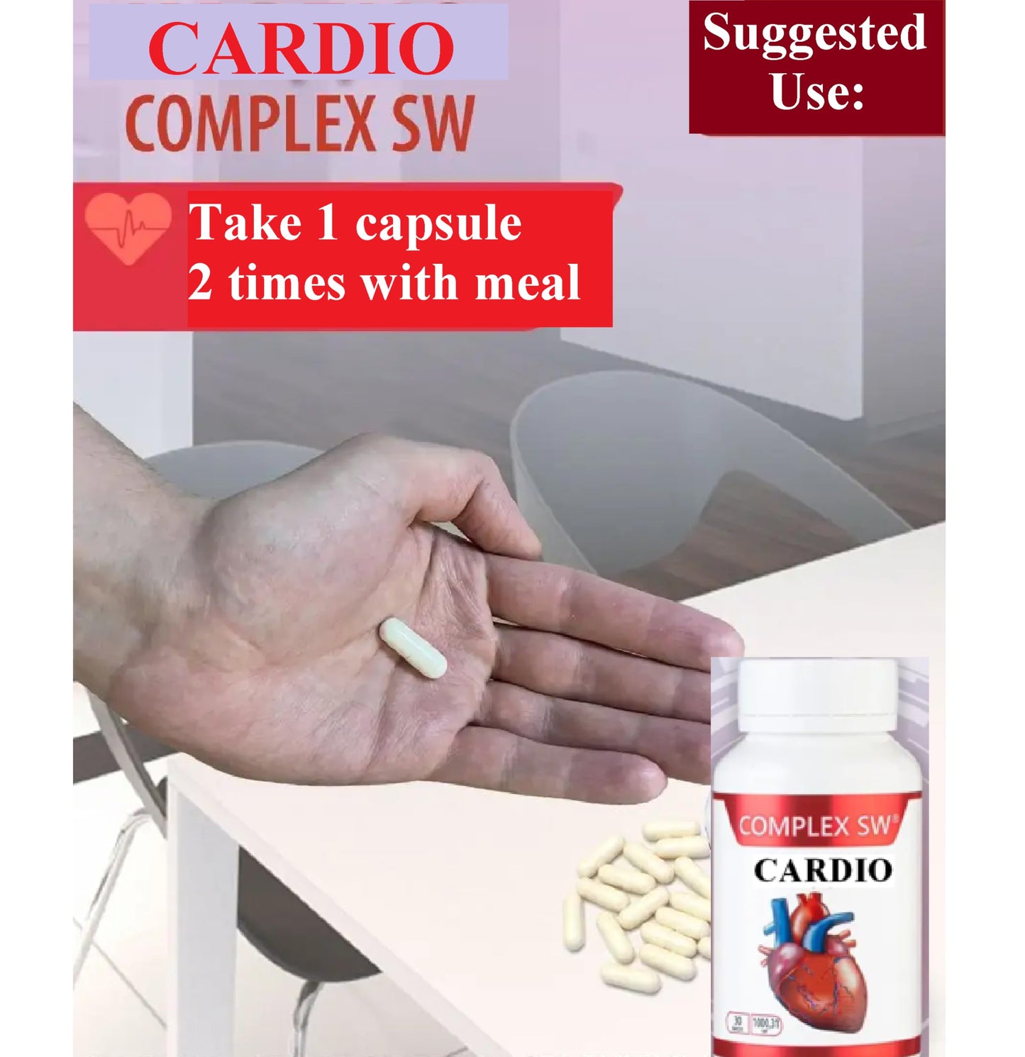 GENERIC Cardio Heart Health Supplements for Healthy Blood Circulation & Blood Pressure Support with Potassium, Magnesium, Chromium, Zinc, Manganese, Selenium 30 Capsules