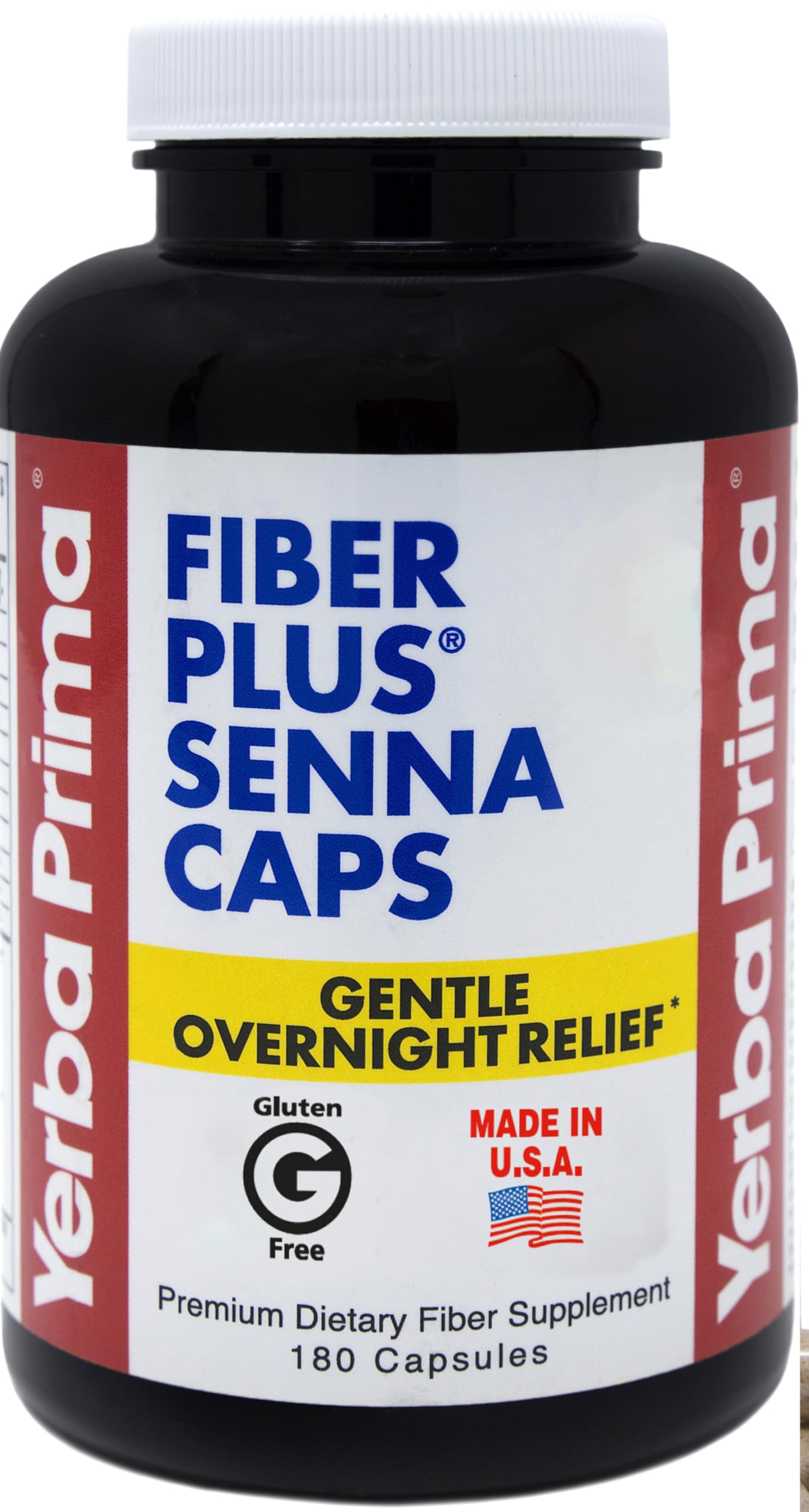Yerba Prima Fiber Plus Senna Capsules, 180 Count