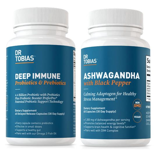 Dr. Tobias Deep Immune Probiotics & Prebiotics and Ashwagandha Capsules, 120 Capsules