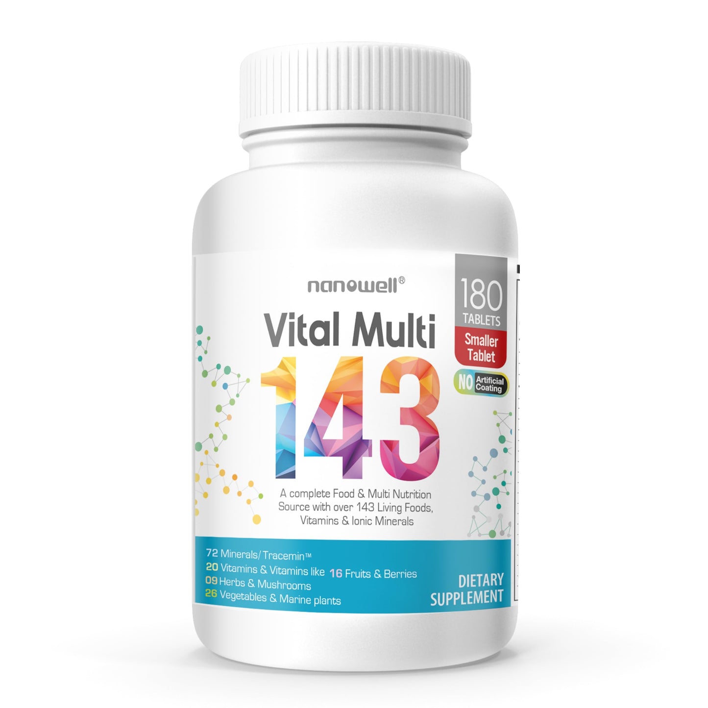 NANOWELL Vital Multi 143 Multivitamin & Multimineral Supplement Tablet, 180 Tablets