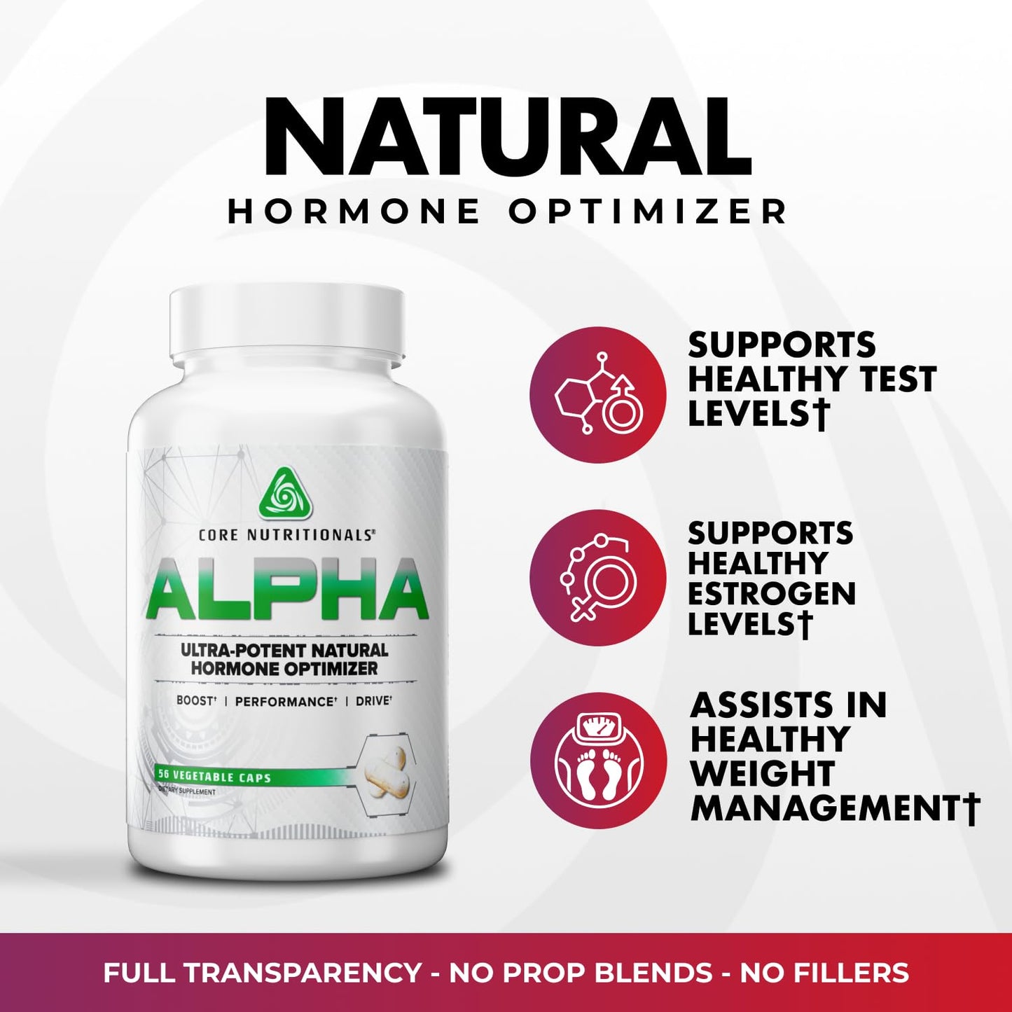 Core Nutritionals Alpha Natural Hormone Optimizer Capsules, 56 Count