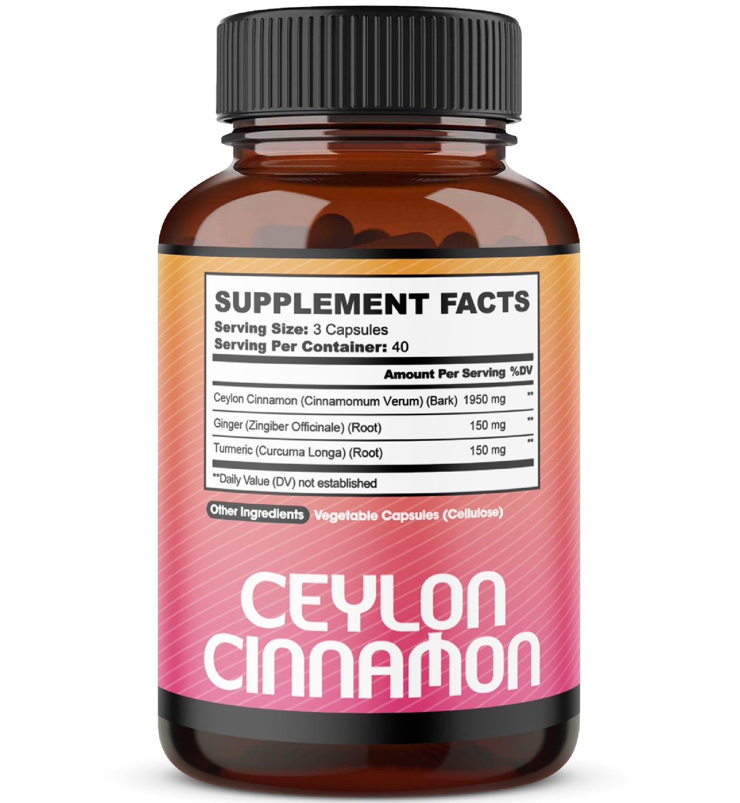 agobi Ceylon Cinnamon Capsules with Ginger Root and Turmeric Curcumin, 120 Count