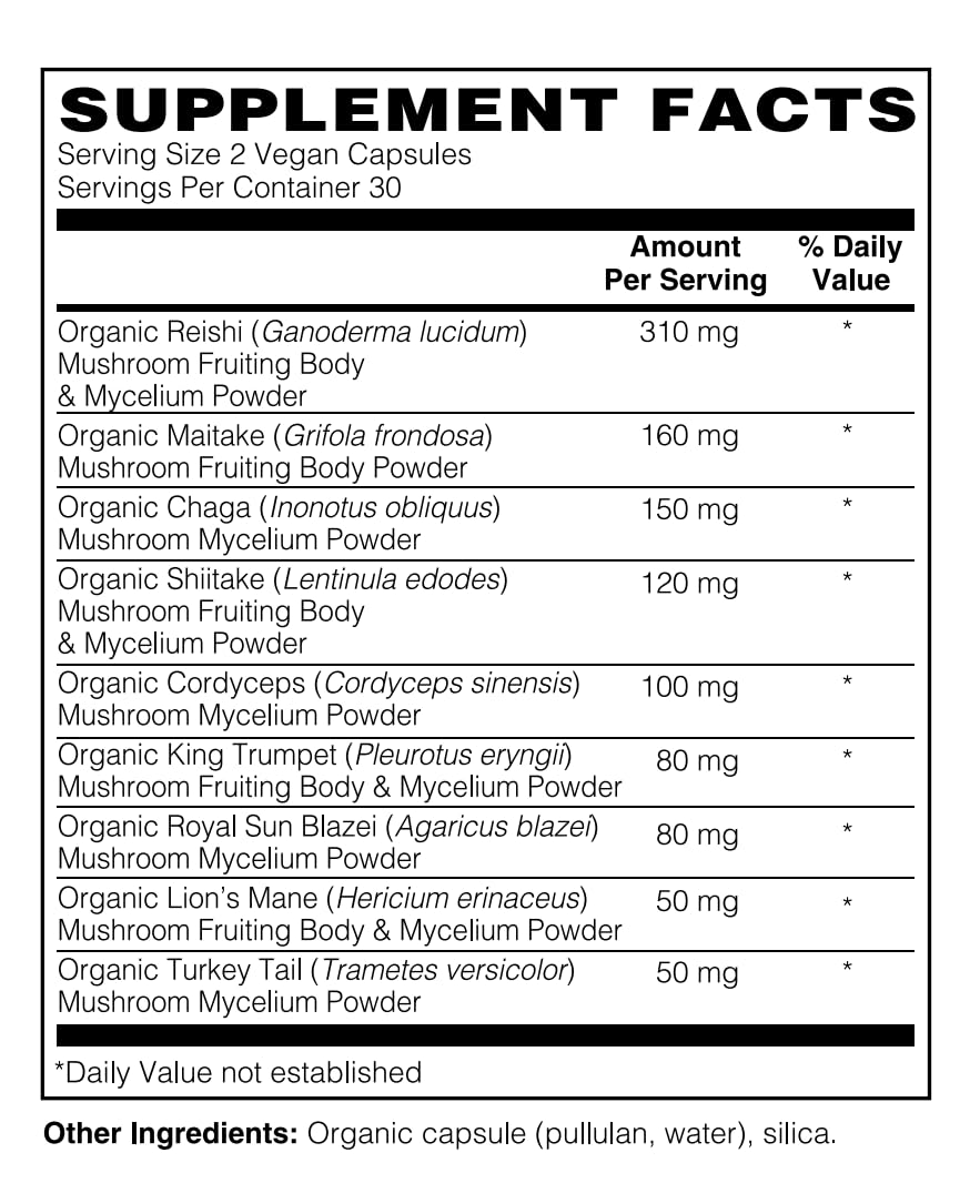 Sacred Tree Naturals Organic Mushroom Immune Support Capsules, 60 Capsules