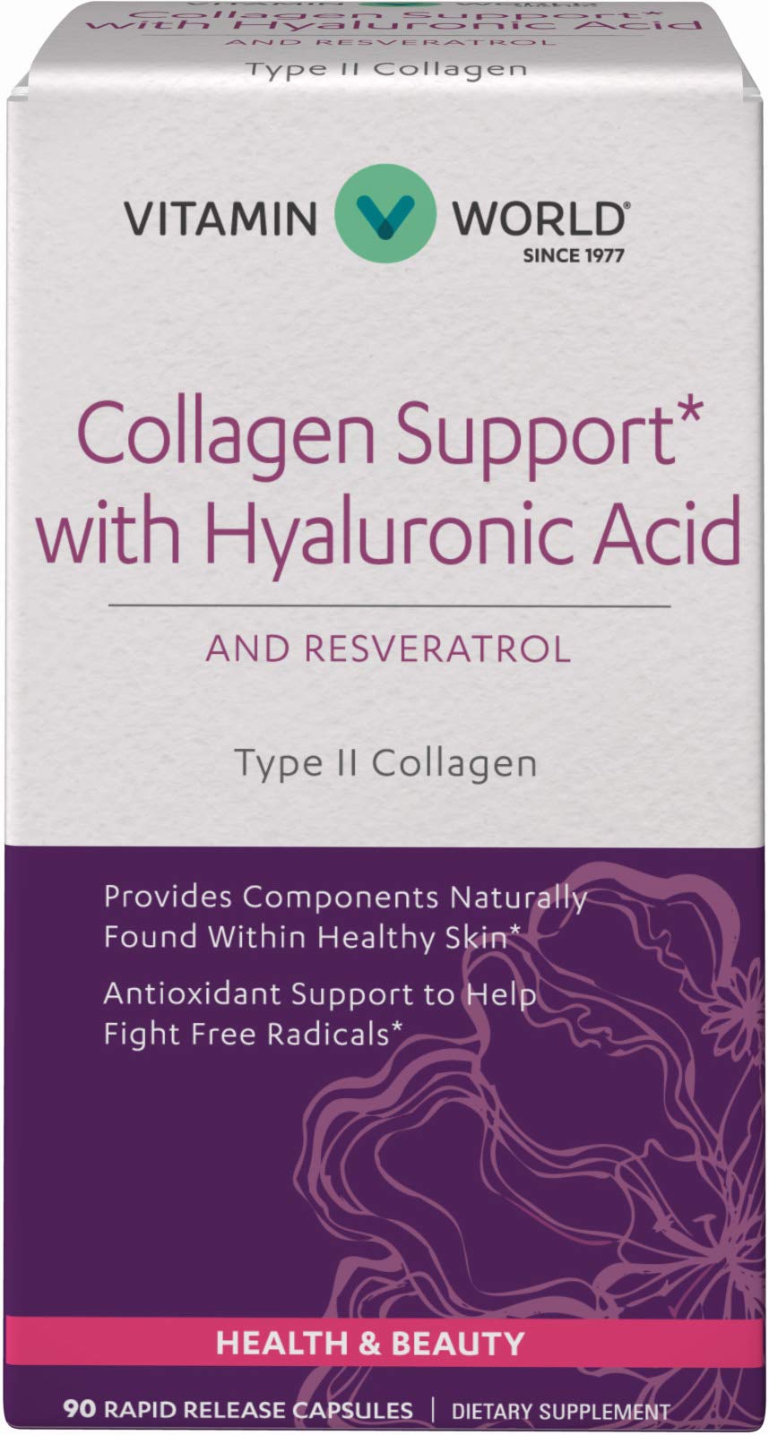 Vitamin World Collagen Support with Hyaluronic Acid 90 Capsules
