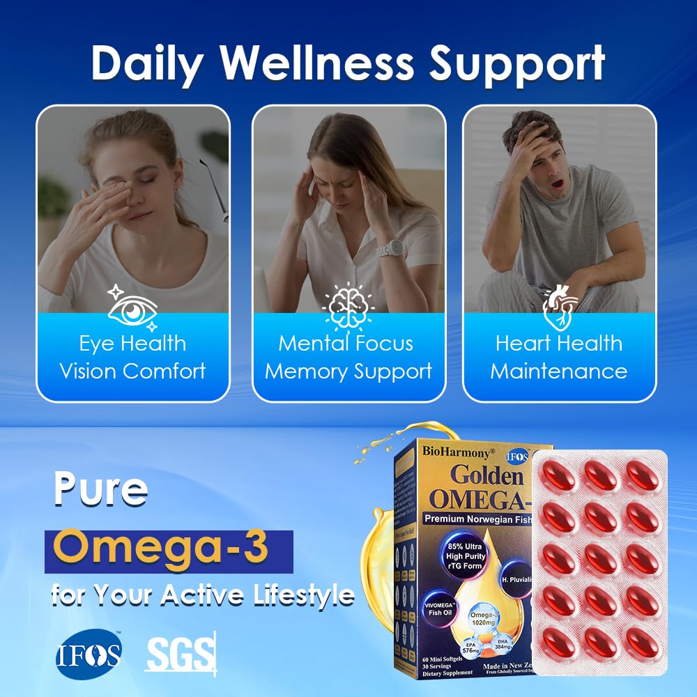 BioHarmony Omega 3 Fish Oil Softgels 60 Count