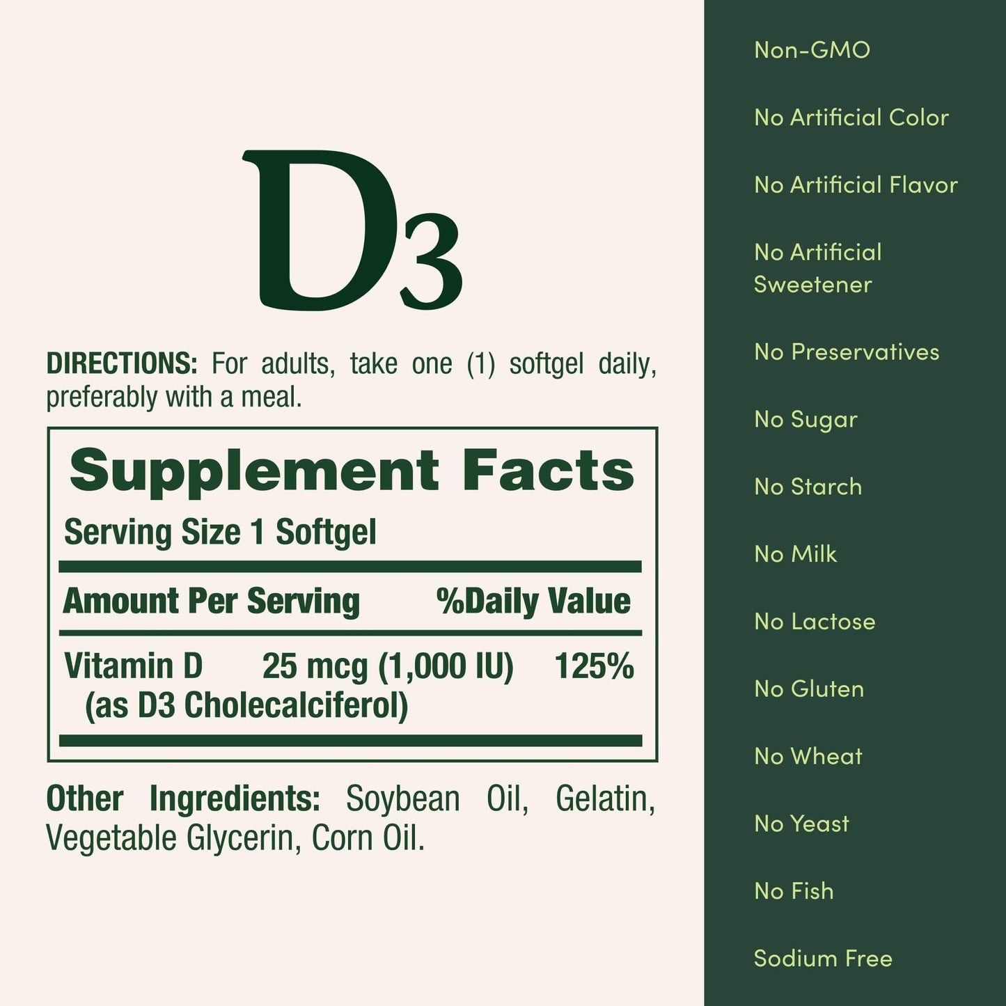Nature's Bounty Vitamin D3 1000 IU Softgel, 250 Count
