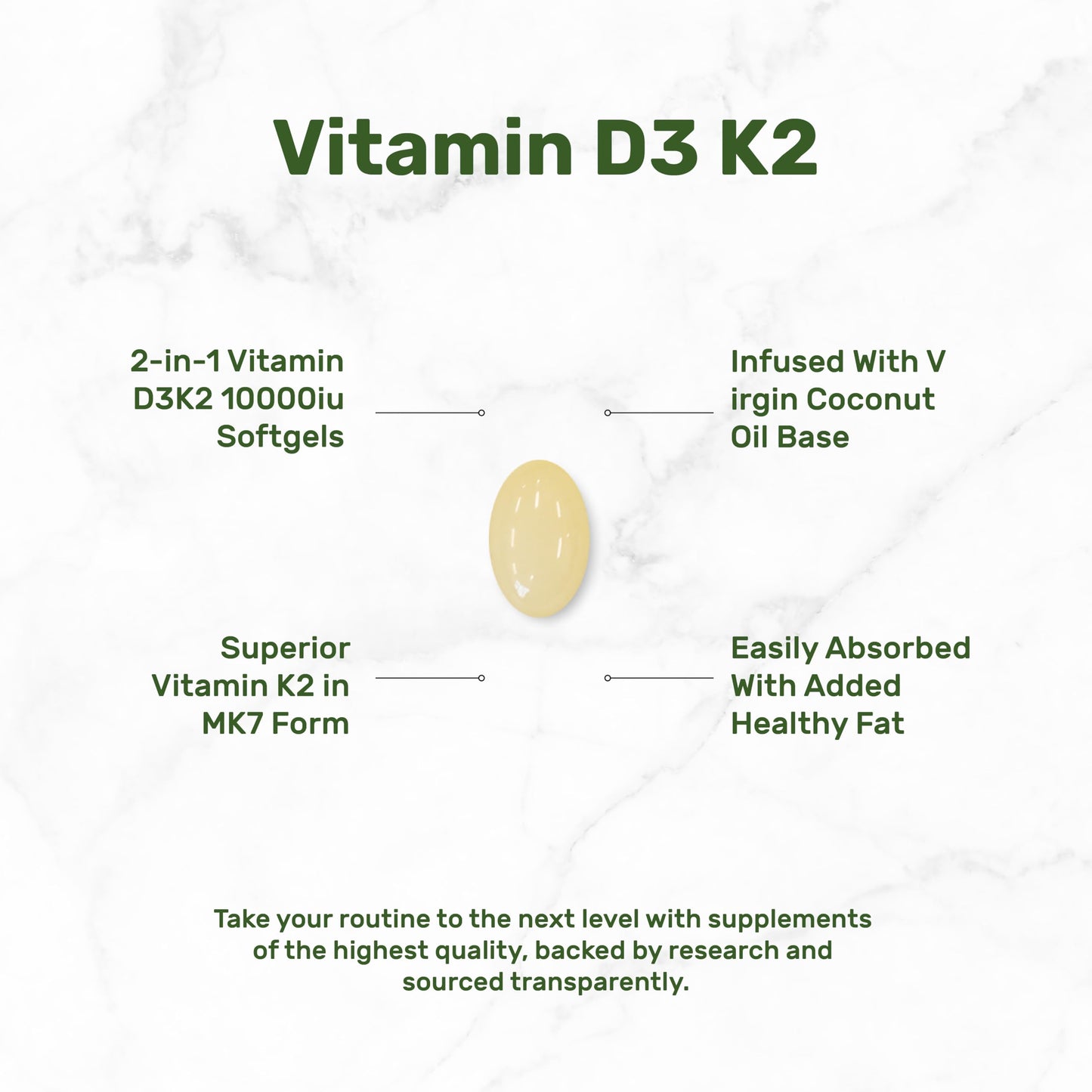 DEAL SUPPLEMENT Vitamin D3 10,000 IU + K2 MK7 200mcg Softgels, 250 Count