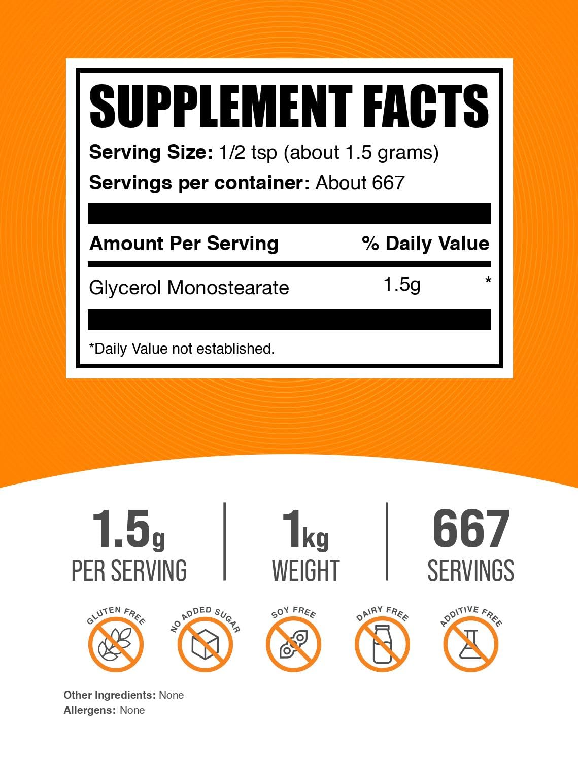 BulkSupplements Glycerol Monostearate Powder 35.2