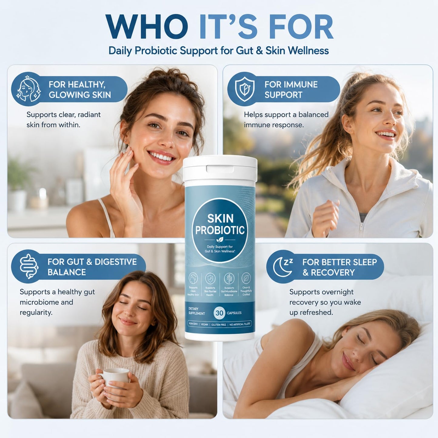 Generic Skin Probiotic for Gut and Skin Support Capsule 30 Count