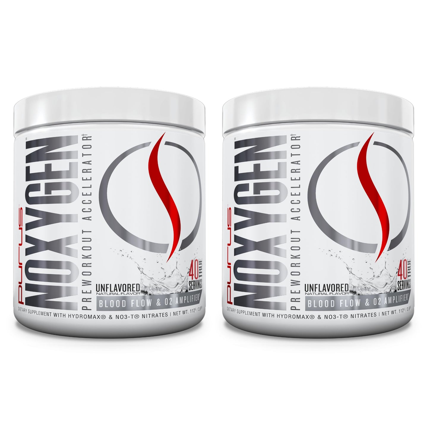 Purus Labs NOXygen Powder Pre-Workout Accelerator Nitric Oxide Booster & Oxygen Amplifier Hydromax Glycerol & NO3-T Nitrates, 40 Servings, Pack of 2