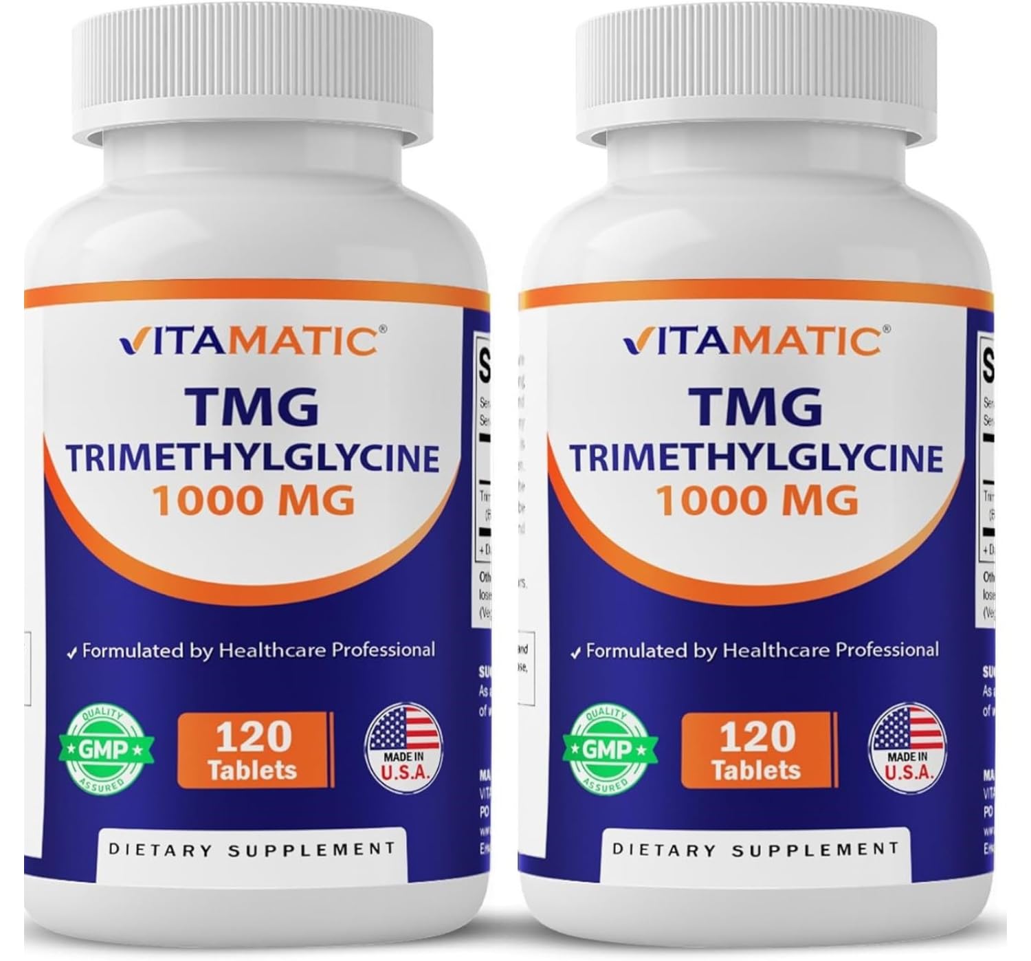 Vitamatic TMG Supplements 1000mg - Trimethylglycine - Betaine Anhydrous, Tablet, 120 Tablets
