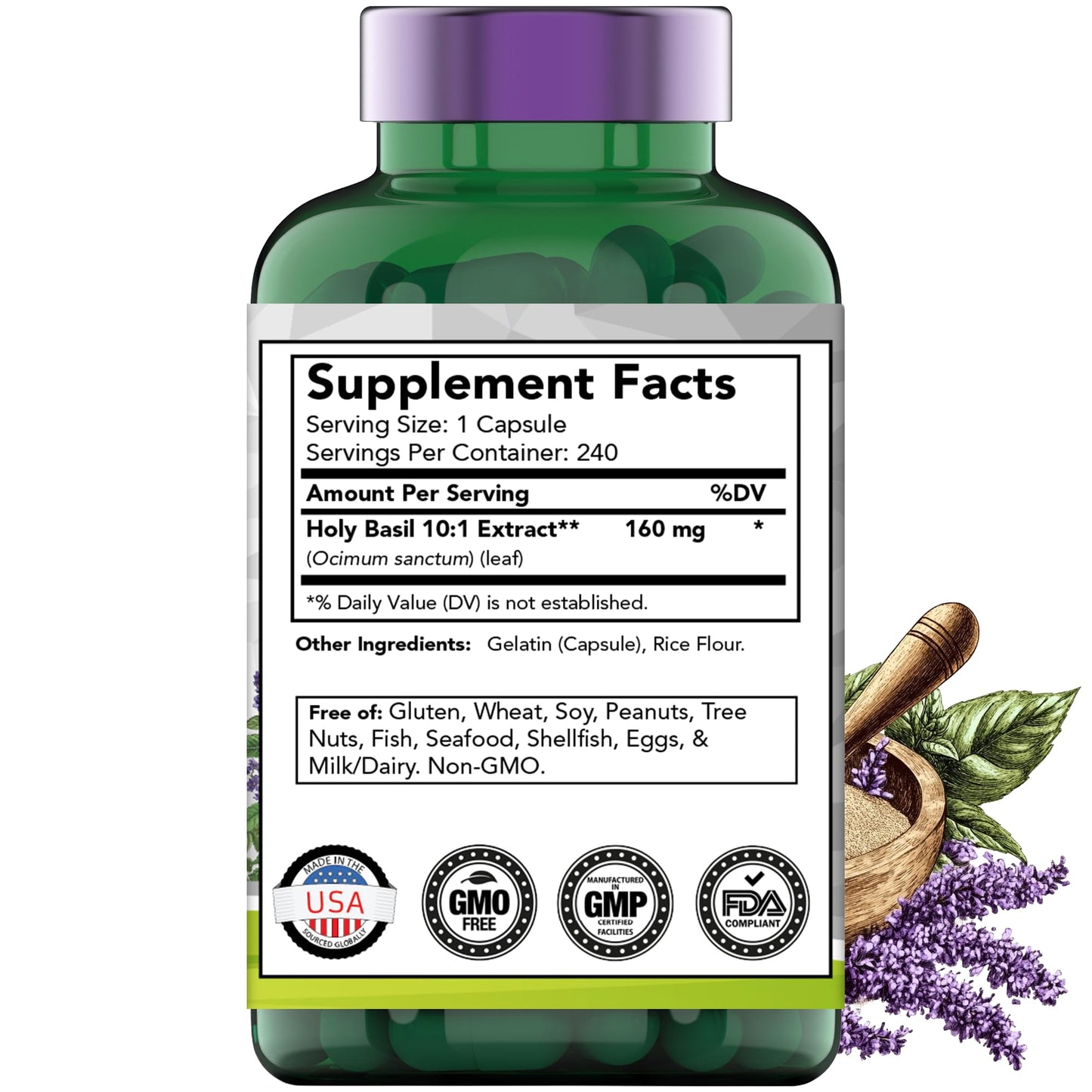 tnvitamins Holy Basil Capsules 240 Count
