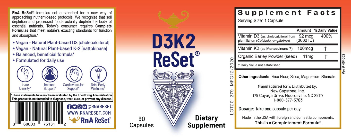 RnA ReSet ReMag & D3K2 Reset Bundle Capsule, 2 Piece Set, 1 Bundle