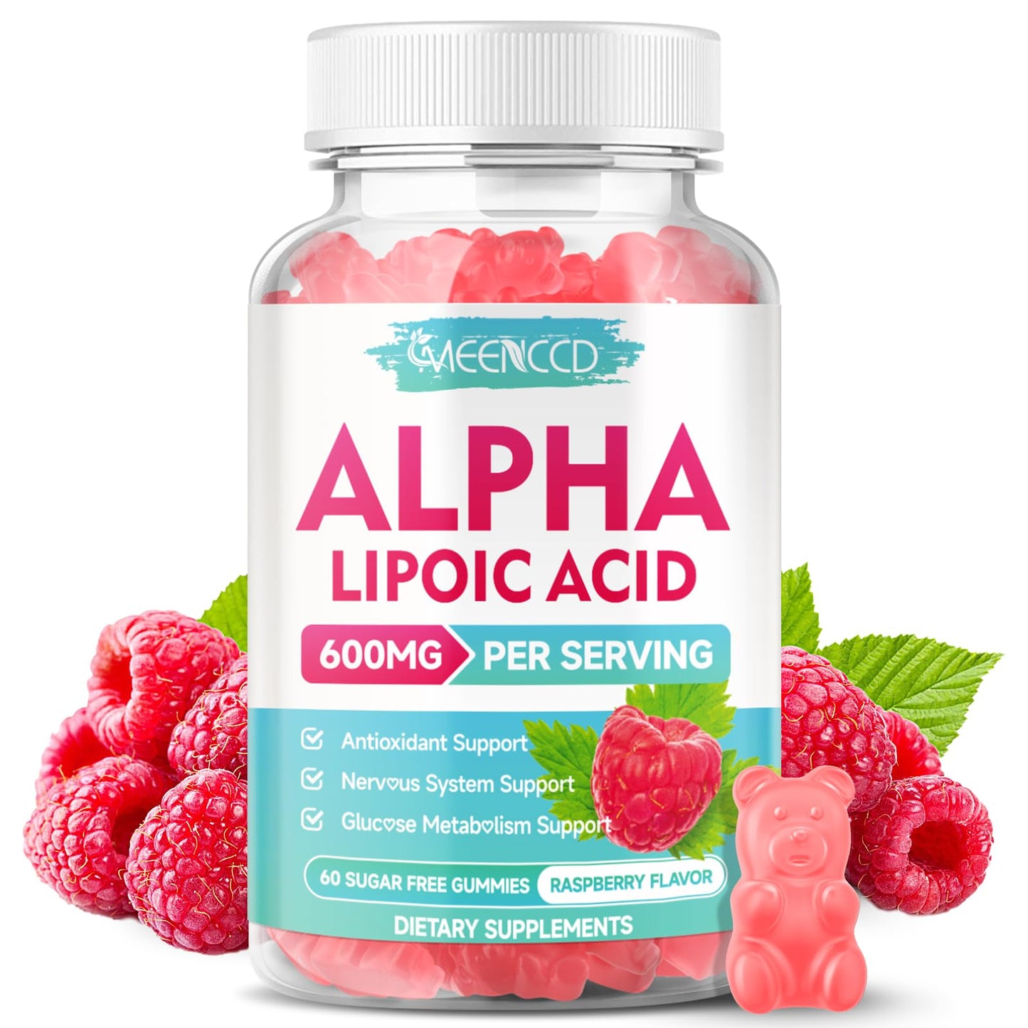 MEENCCD Alpha Lipoic Acid Gummies 600mg, 60 Count