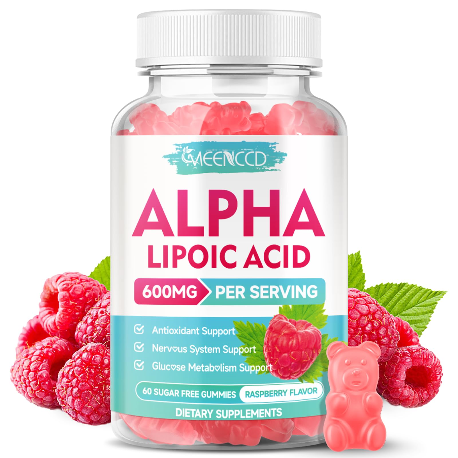 MEENCCD Alpha Lipoic Acid Gummies 600mg, 60 Count