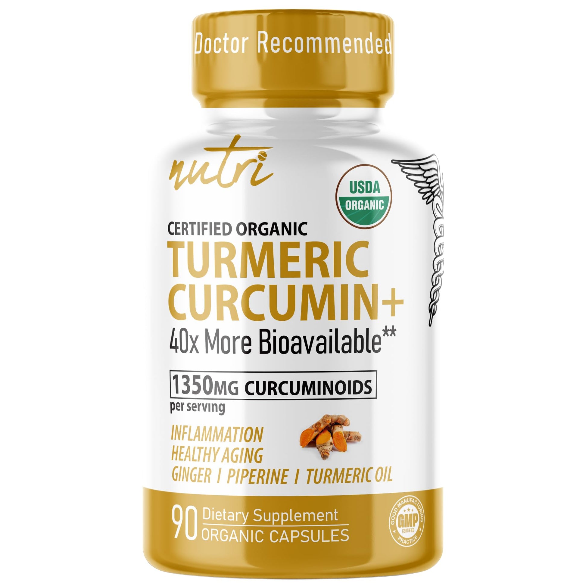 Nature's Fusions Nutri Organic Turmeric Curcumin Supplement Capsules 90 Count