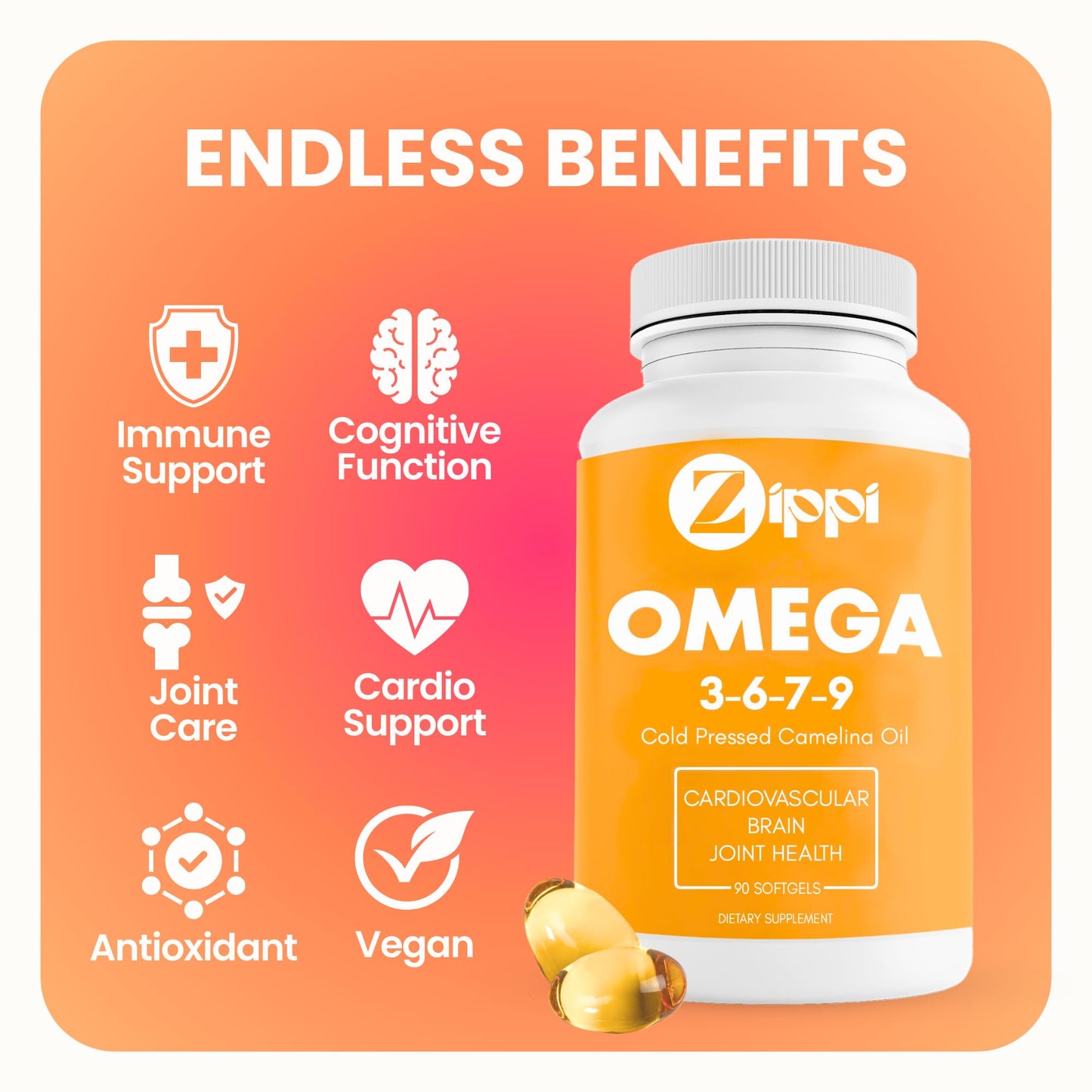 Zippi Omega 3-6-7-9 Camelina Softgels, 60 Count