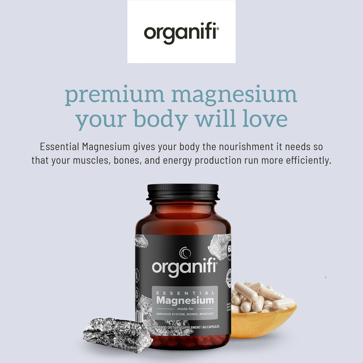 Organifi Essential Magnesium Glycinate Supplement, 60 Capsules