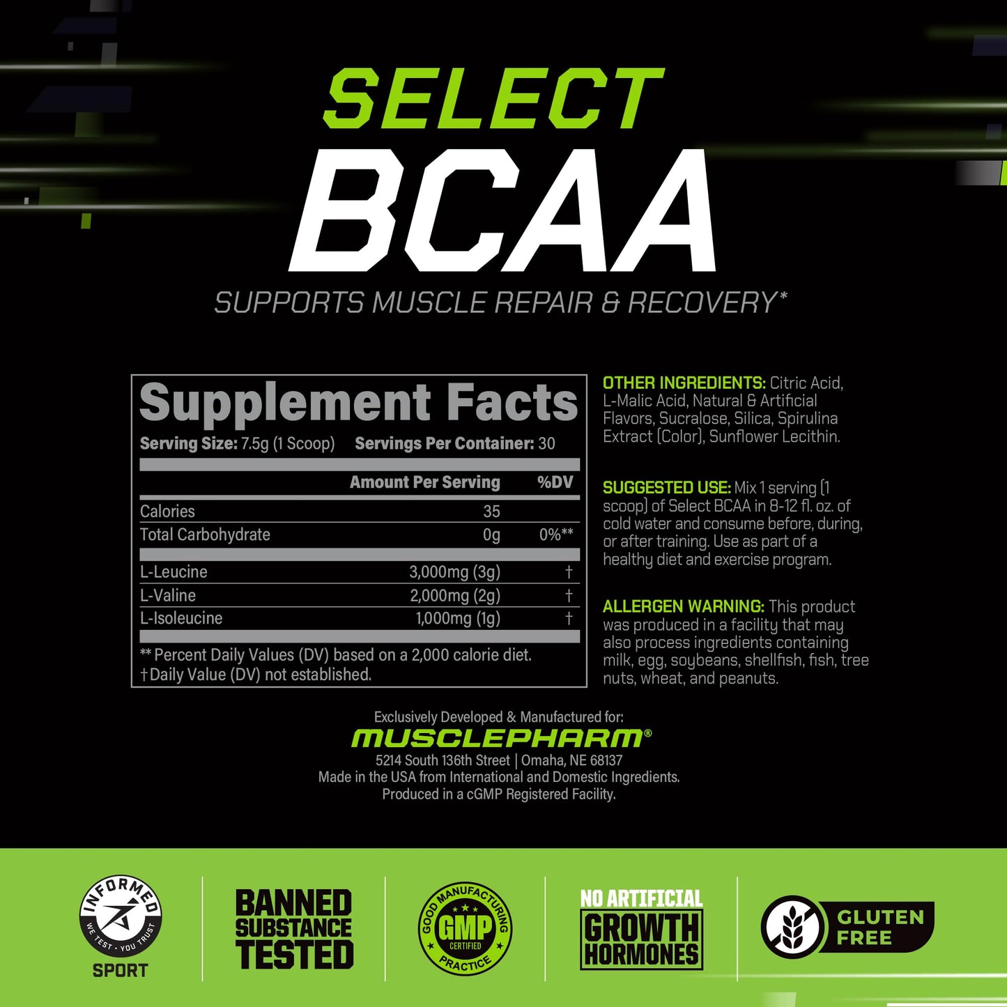 Muscle Pharm Essentials BCAA Powder 7.9 Ounce