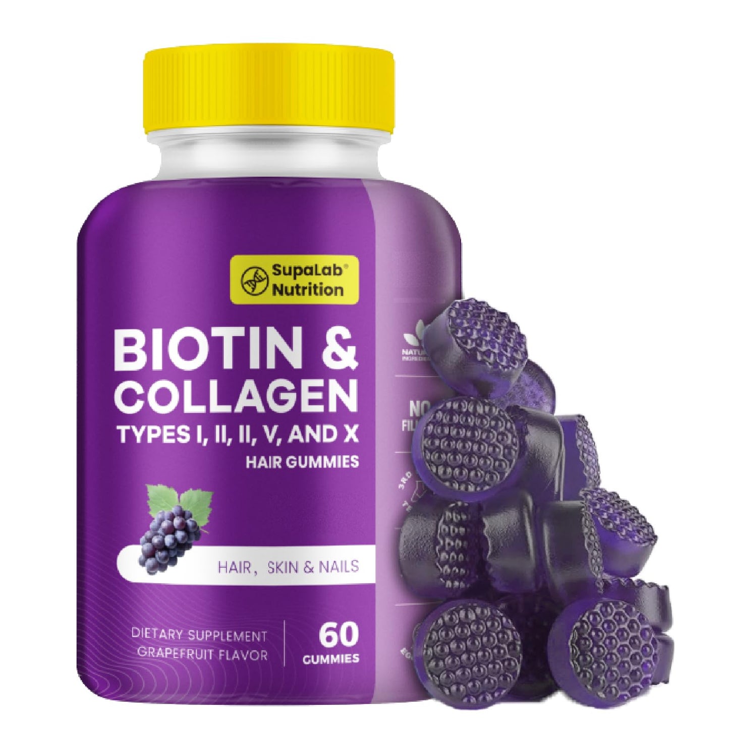 MEGNETA Biotin with Collagen Gummies, 60 Count