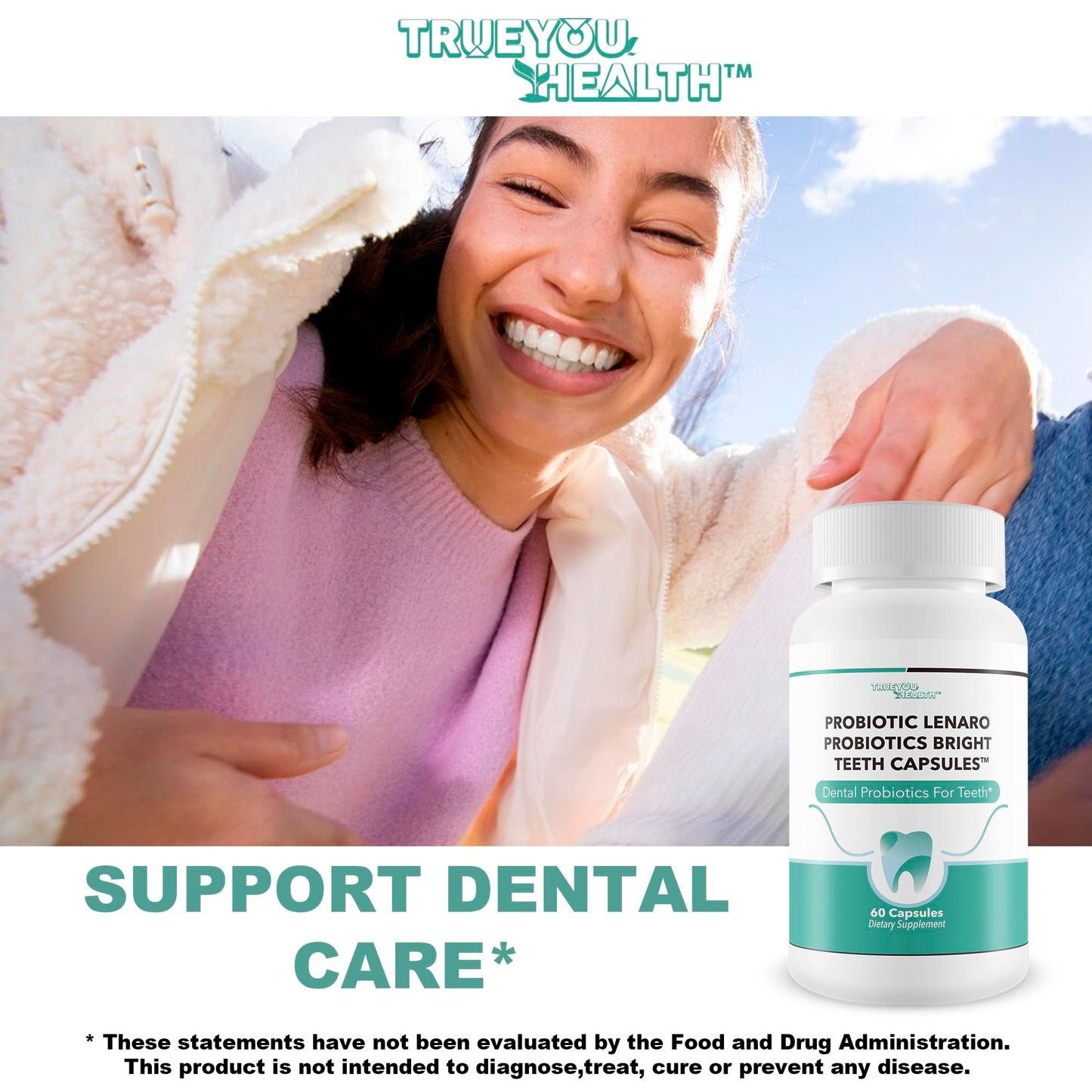 True You Health Probiotics Bright Teeth Capsules, 60 Count