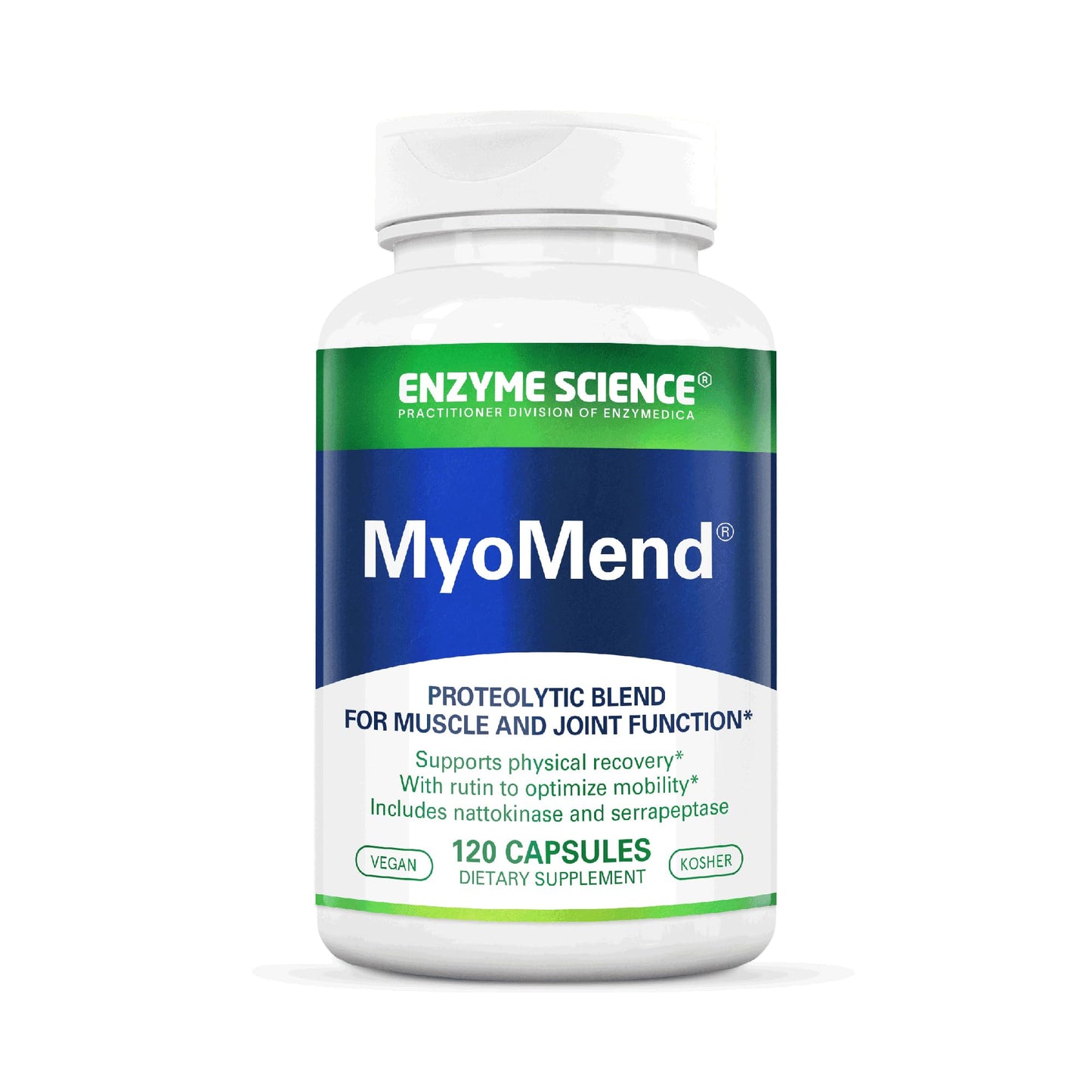 Enzyme Science Myomend Capsules for Men & Women - Proteolytic Enzyme Supplement with Nattokinase and Serrapeptase, Bromelain, Papain, Rutin, Protease, Catalase, Joint Function Support, 120 Capsules