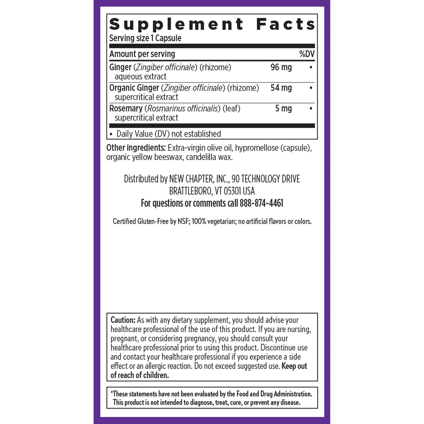 New Chapter Ginger Supplement Force with Supercritical Organic + Non-GMO Ingredients Capsules, 60 Count
