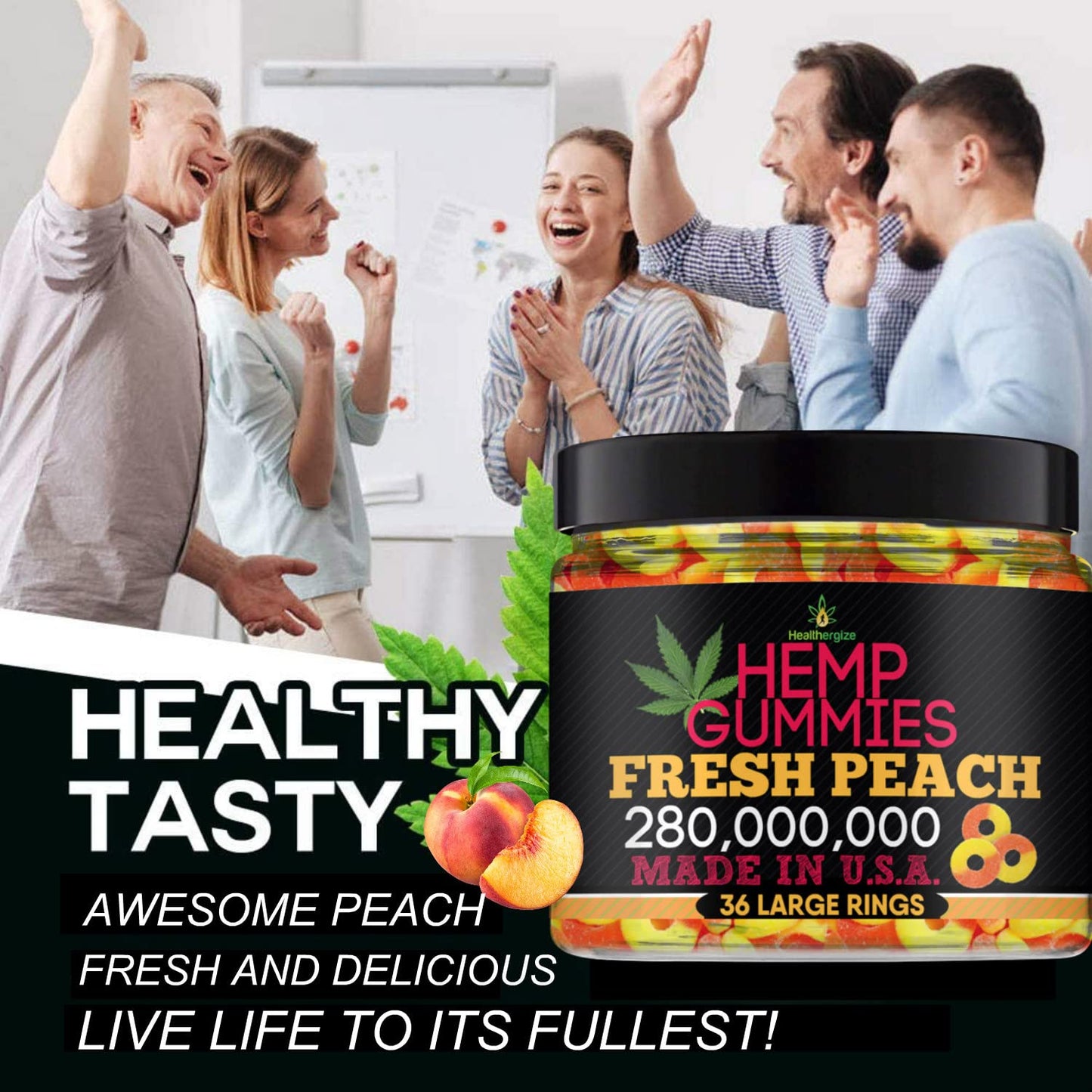 Healthergize Hemp Gummies Chewable 36 Count