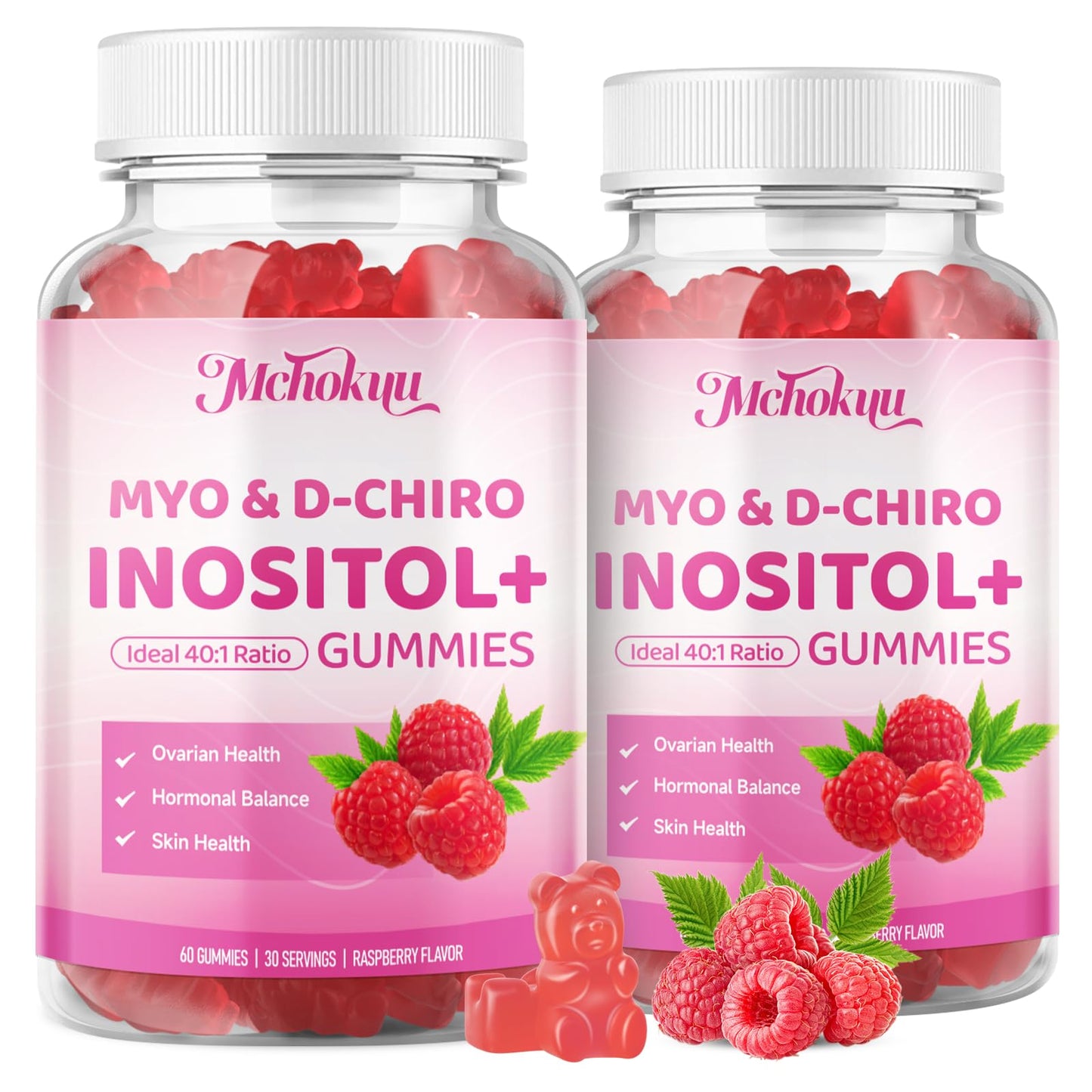Mchokuu Myo-Inositol & D-Chiro Inositol Gummies, 40:1 Ratio, 120 Count